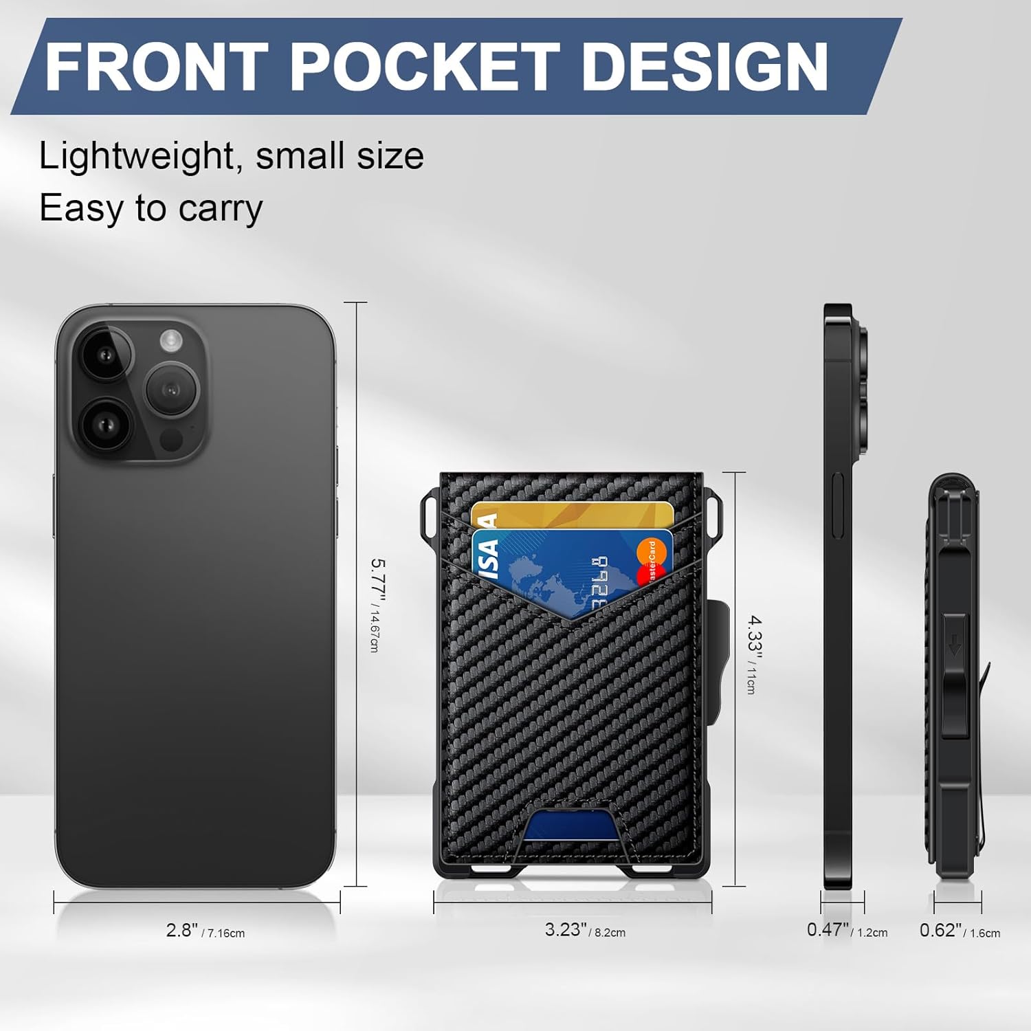 Minimalist Men's Wallet with Money Clip – Slim, RFID Blocking, Pop - Up Card Holder - Abbycart