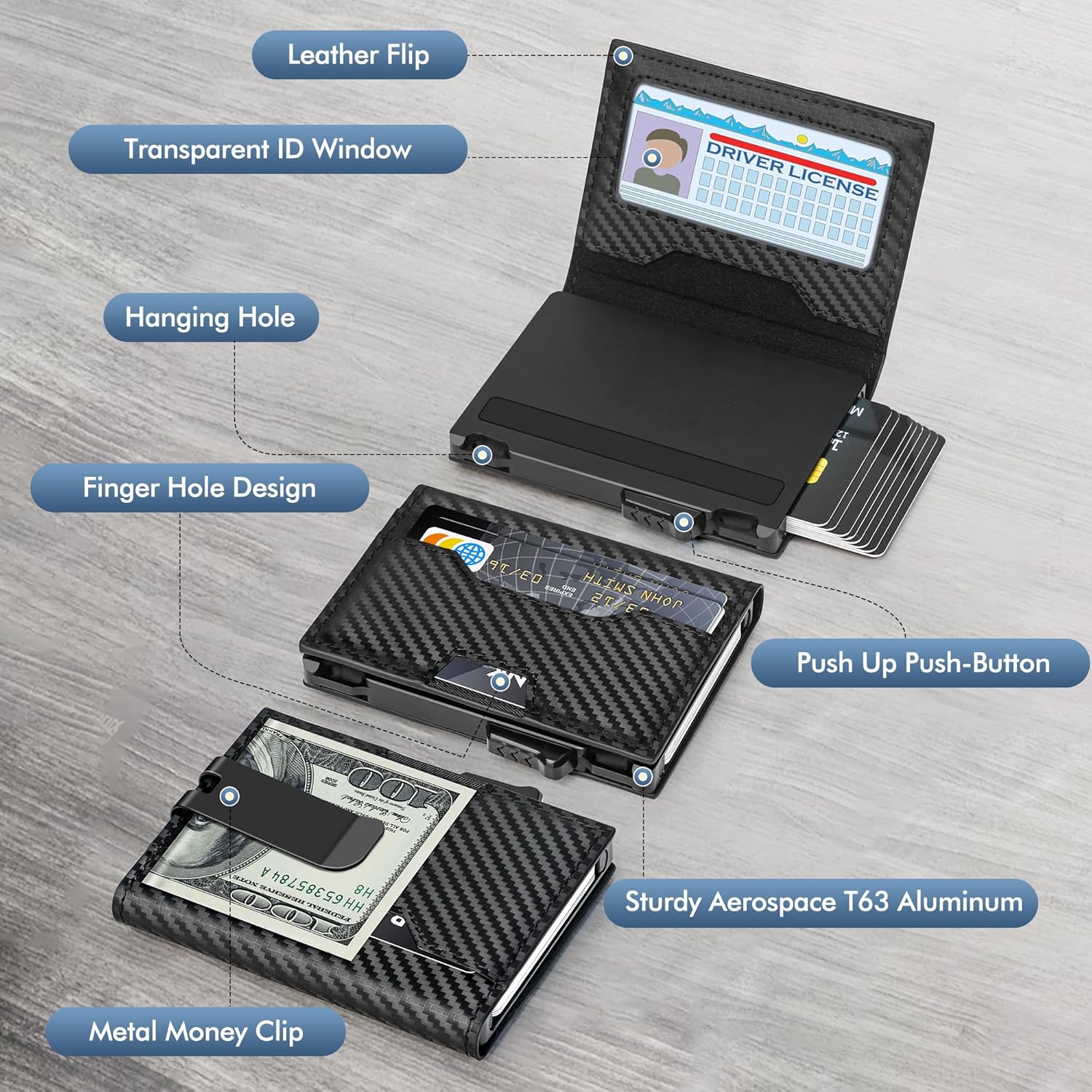 Minimalist Men’s Wallet with Smart Pop - Up Mechanism - Abbycart