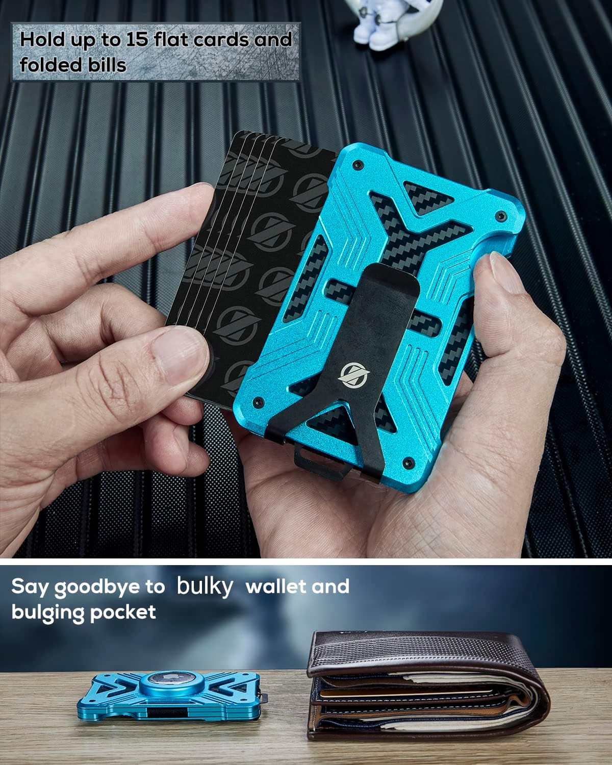 Minimalist Wallet with Airtag Holder,Slim Wallet with Money Clip,Airtag Wallet Men,RFID Blocking Front Pocket Card Holder Wallet - Abbycart