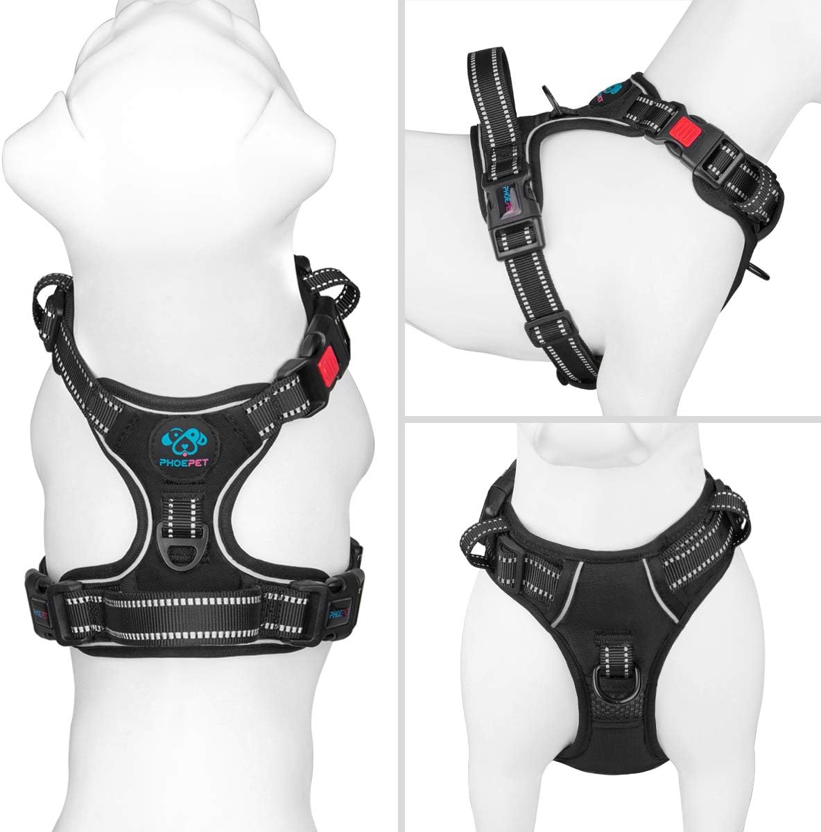 No Pull Dog Harness Reflective Adjustable with Handle & Clips