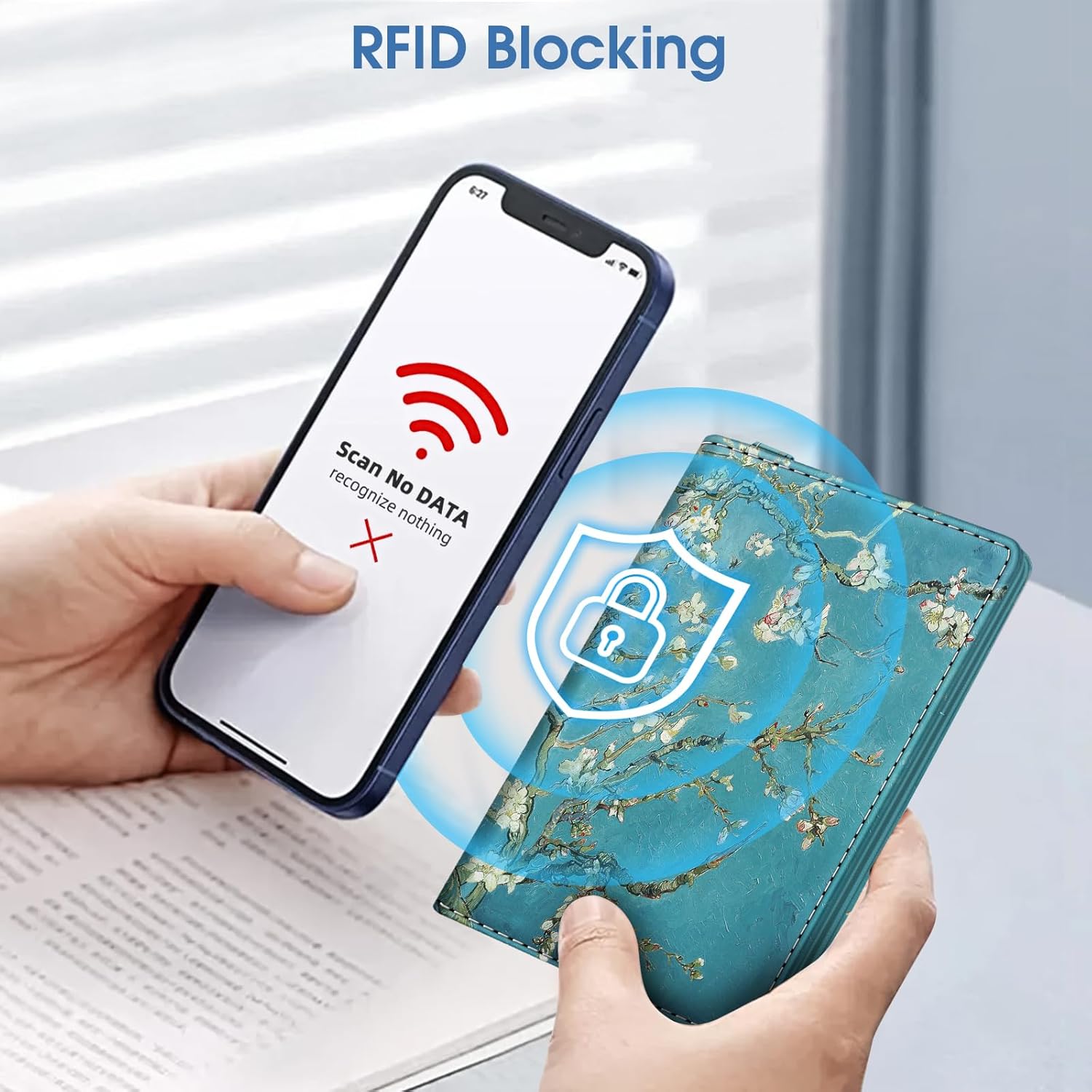 Passport Holder with AirTag Slot – RFID - Blocking Slim Travel Wallet for Men & Women with Wrist Strap & Card Slots (AirTag Not Included) - Abbycart