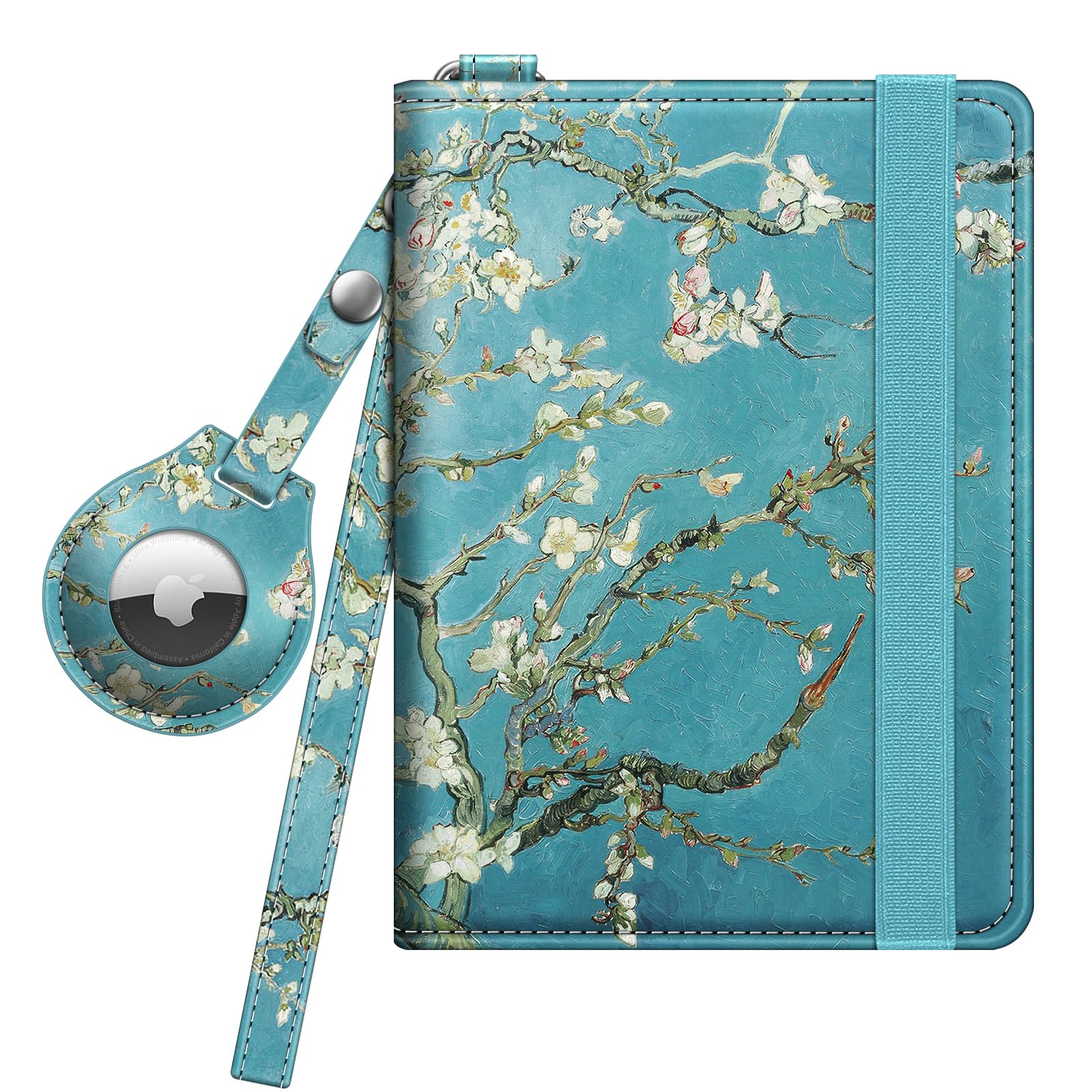 Passport Holder with AirTag Slot – RFID - Blocking Slim Travel Wallet for Men & Women with Wrist Strap & Card Slots (AirTag Not Included) - Abbycart