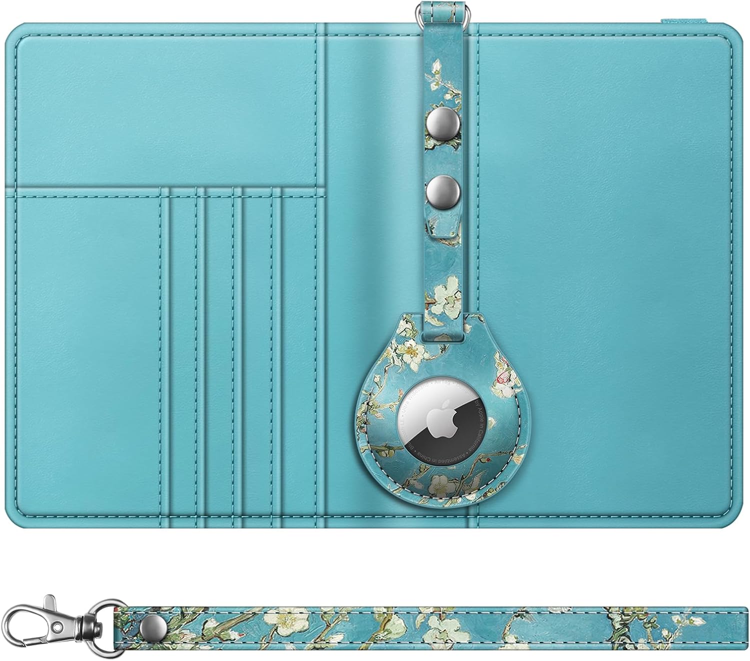 Passport Holder with AirTag Slot – RFID - Blocking Slim Travel Wallet for Men & Women with Wrist Strap & Card Slots (AirTag Not Included) - Abbycart