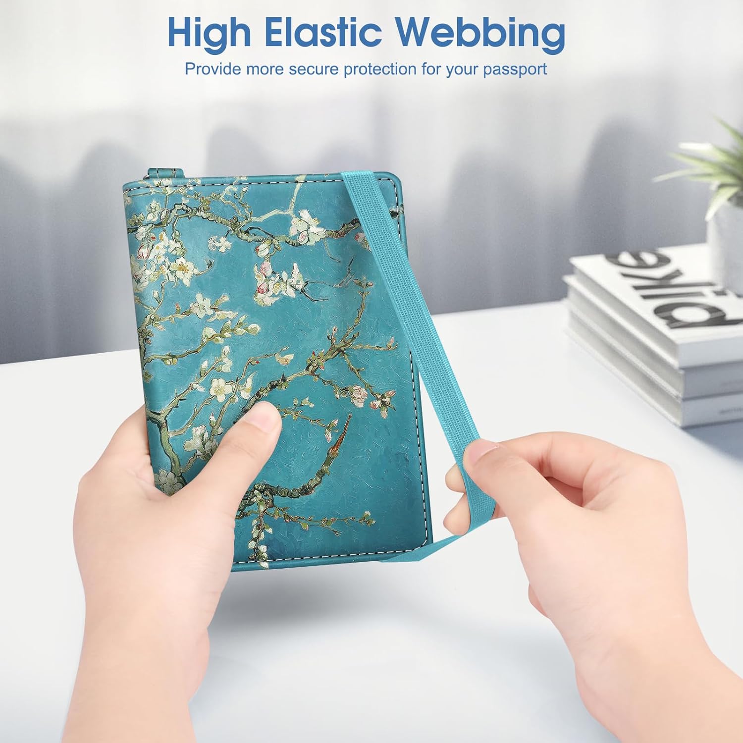 Passport Holder with AirTag Slot – RFID - Blocking Slim Travel Wallet for Men & Women with Wrist Strap & Card Slots (AirTag Not Included) - Abbycart