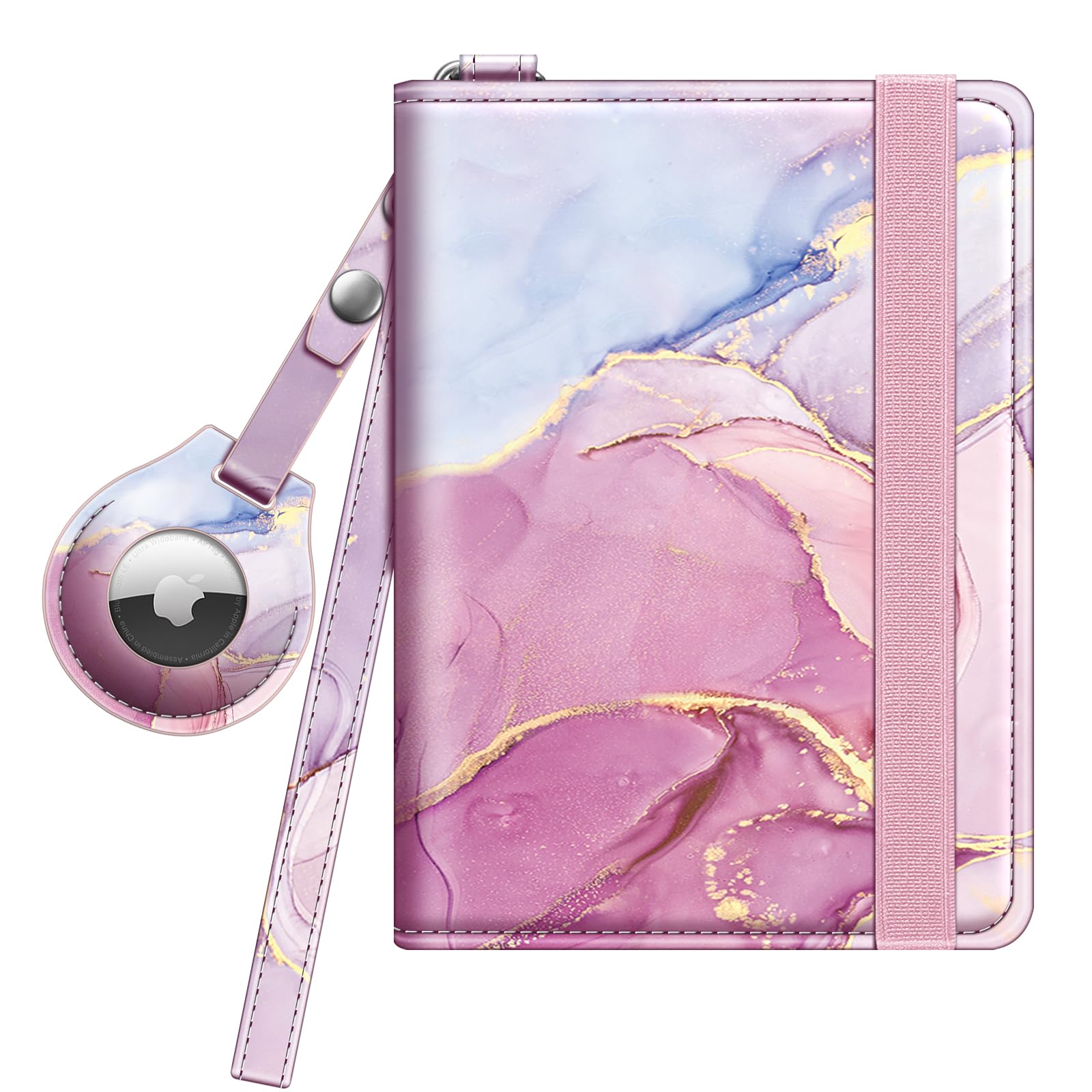 Passport Holder with AirTag Slot – RFID - Blocking Slim Travel Wallet for Men & Women with Wrist Strap & Card Slots (AirTag Not Included) - Abbycart