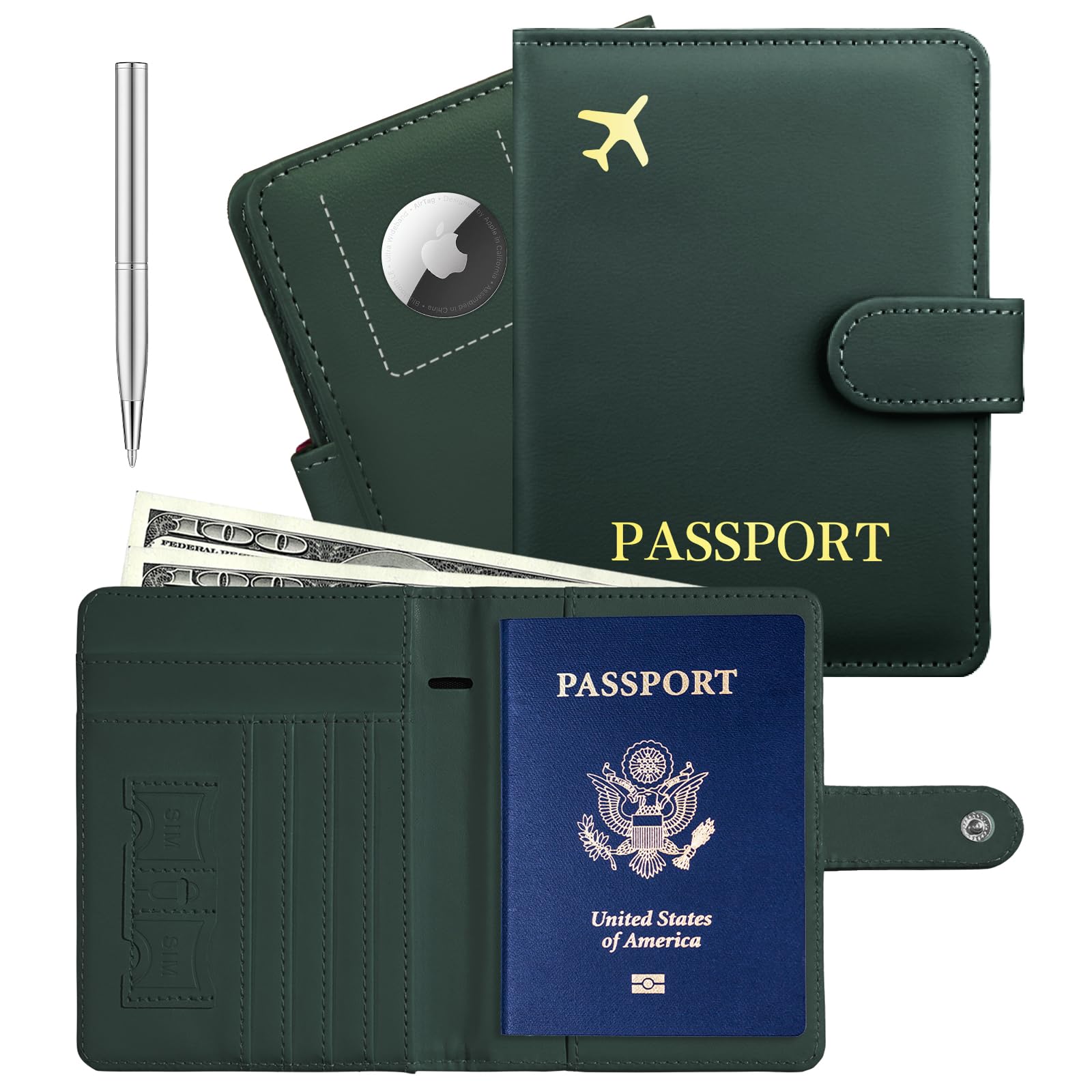 Passport Holder with AirTag Slot – RFID Travel Wallet - Abbycart