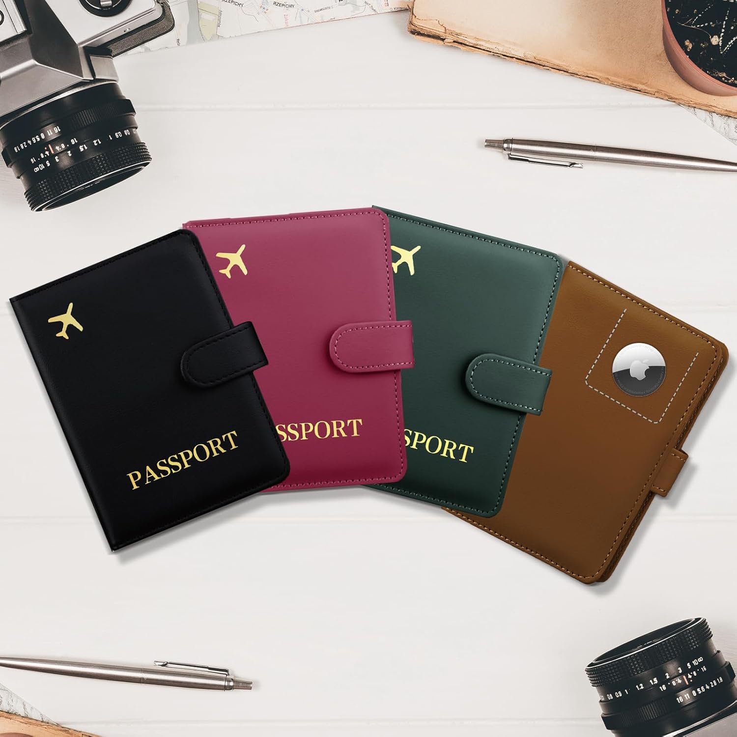 Passport Holder with AirTag Slot – RFID Travel Wallet - Abbycart