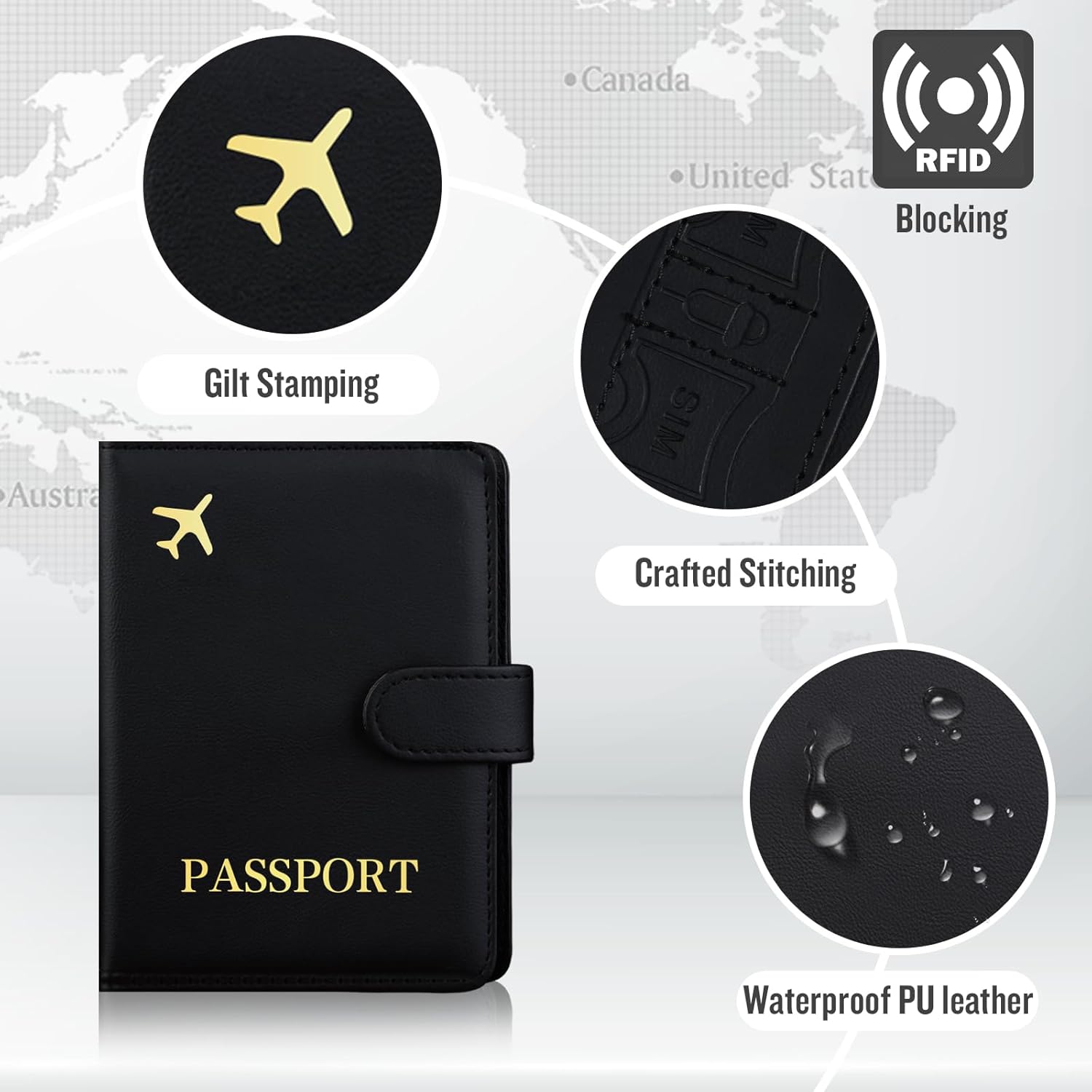 Passport Holder with AirTag Slot – RFID Travel Wallet - Abbycart