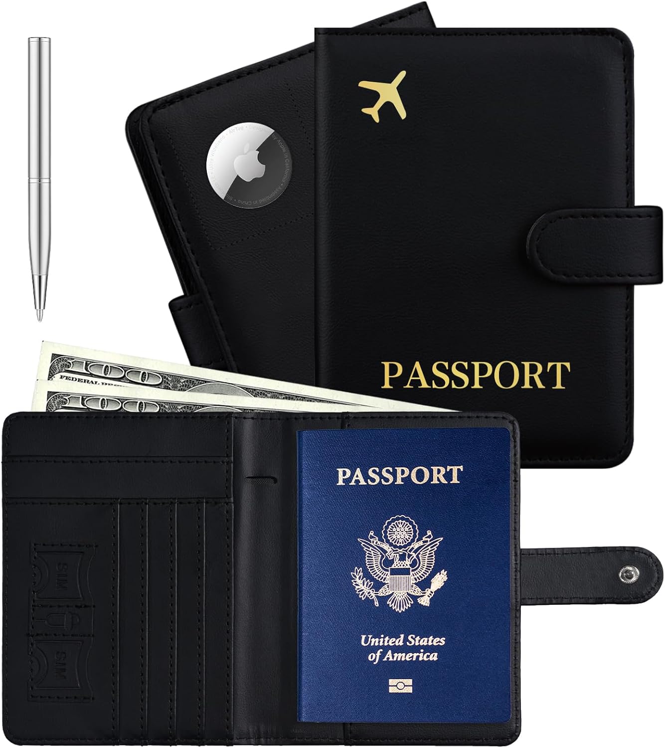 Passport Holder with AirTag Slot – RFID Travel Wallet - Abbycart