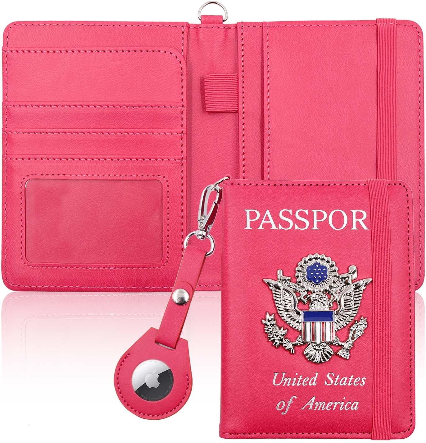 Passport Holder with Airtag Slot,Passport - Wallet - Holder for Women,For Family, Rfid Passport Book Card Slot Waterproof, Passport Holder for Travel (Moss Green1) - Abbycart