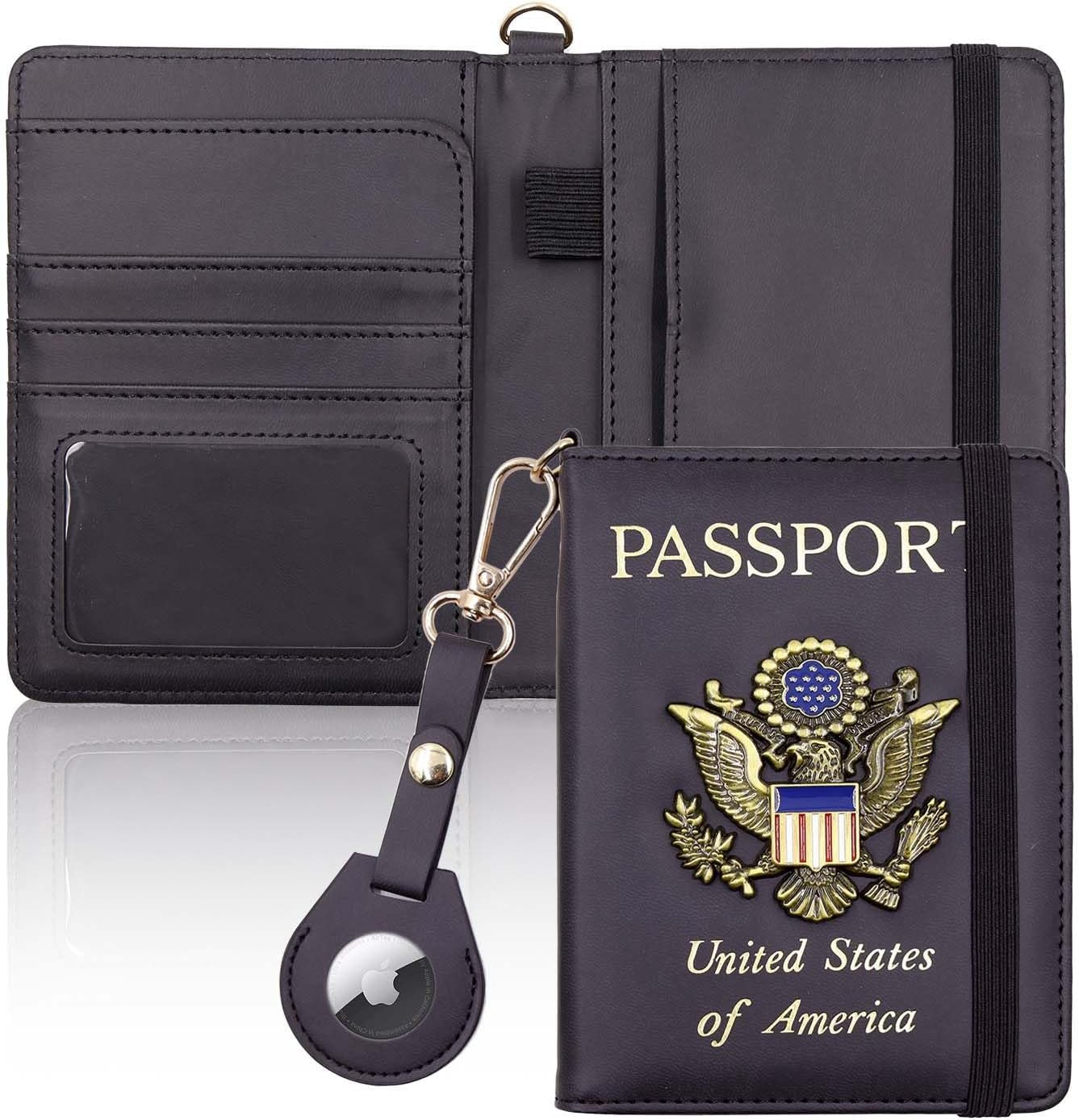 Passport Holder with Airtag Slot,Passport - Wallet - Holder for Women,For Family, Rfid Passport Book Card Slot Waterproof, Passport Holder for Travel (Moss Green1) - Abbycart