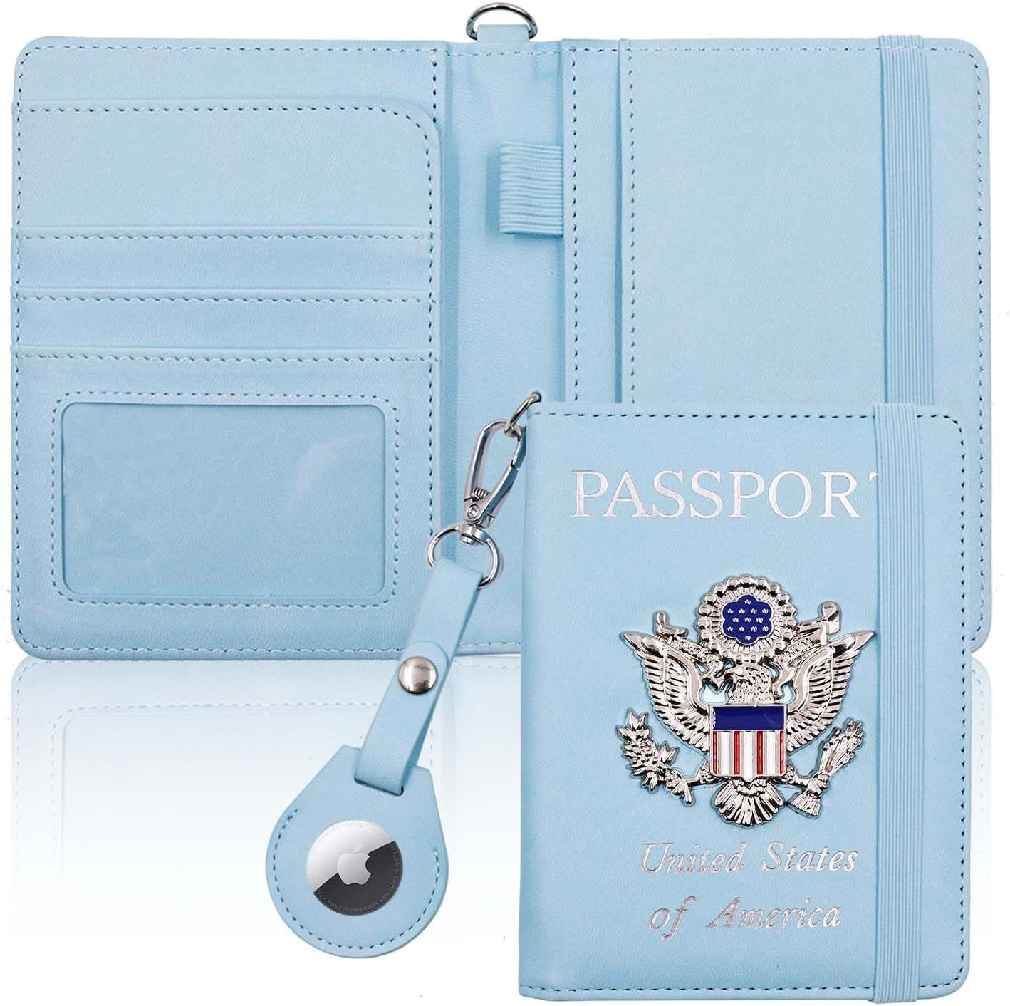 Passport Holder with Airtag Slot,Passport - Wallet - Holder for Women,For Family, Rfid Passport Book Card Slot Waterproof, Passport Holder for Travel (Moss Green1) - Abbycart