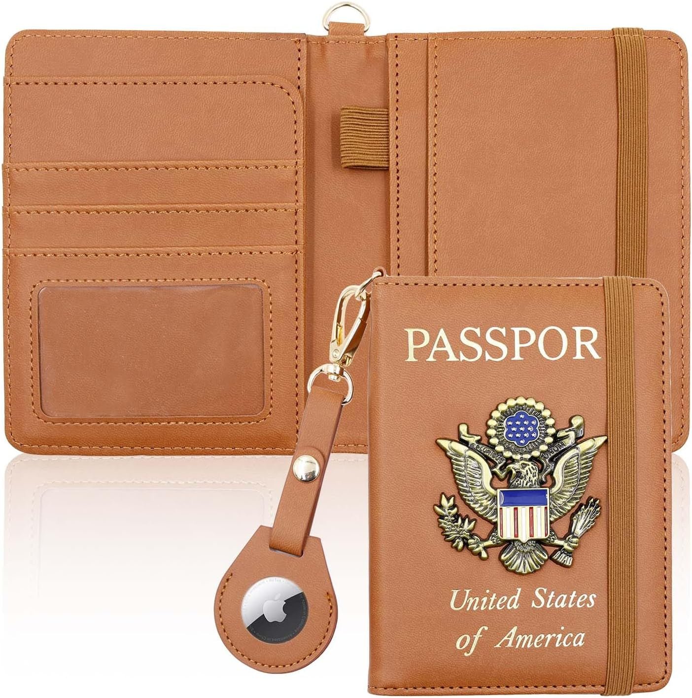 Passport Holder with Airtag Slot,Passport - Wallet - Holder for Women,For Family, Rfid Passport Book Card Slot Waterproof, Passport Holder for Travel (Moss Green1) - Abbycart