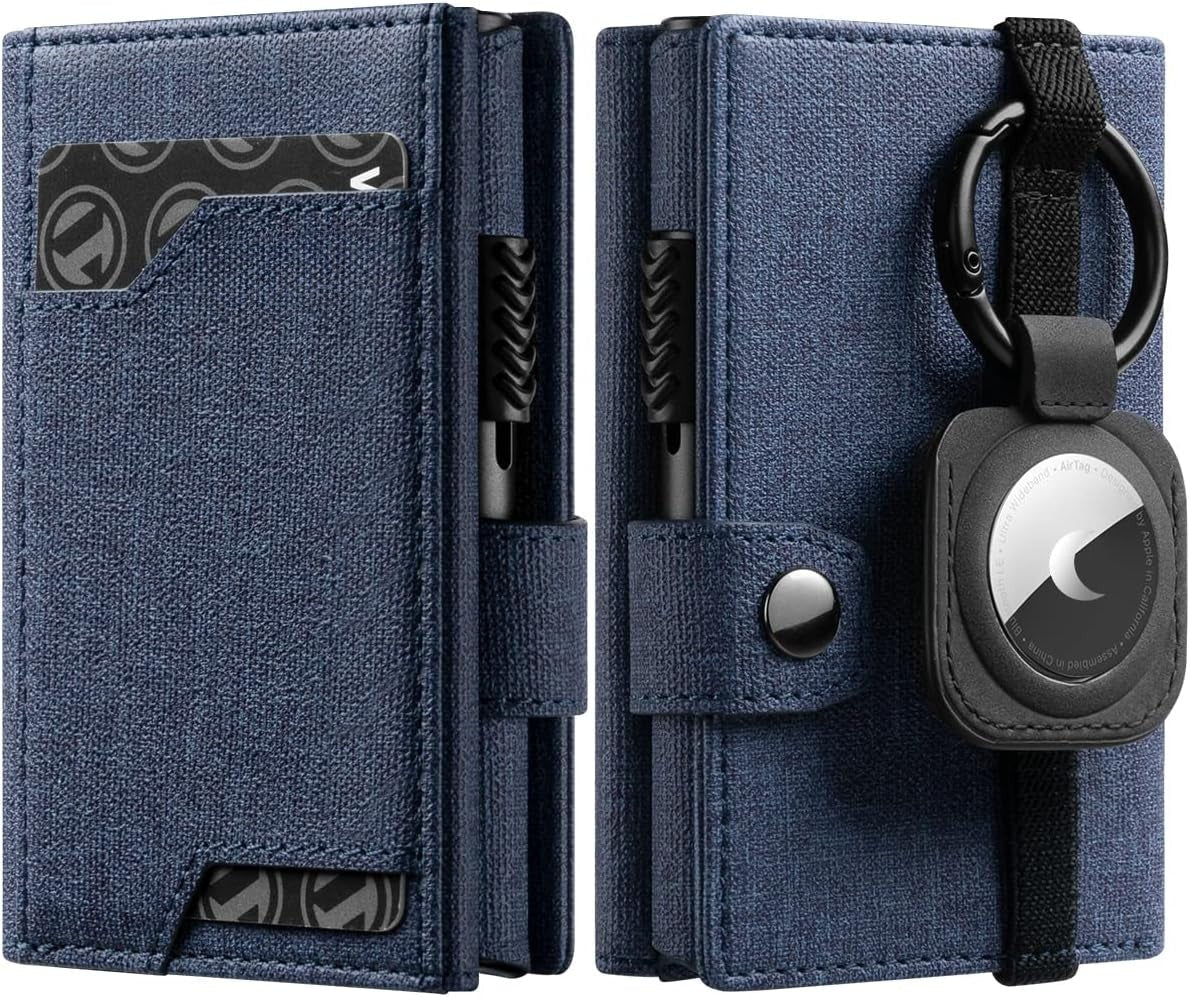 Pop-up Leather Wallet with AirTag Holder and RFID Blocking