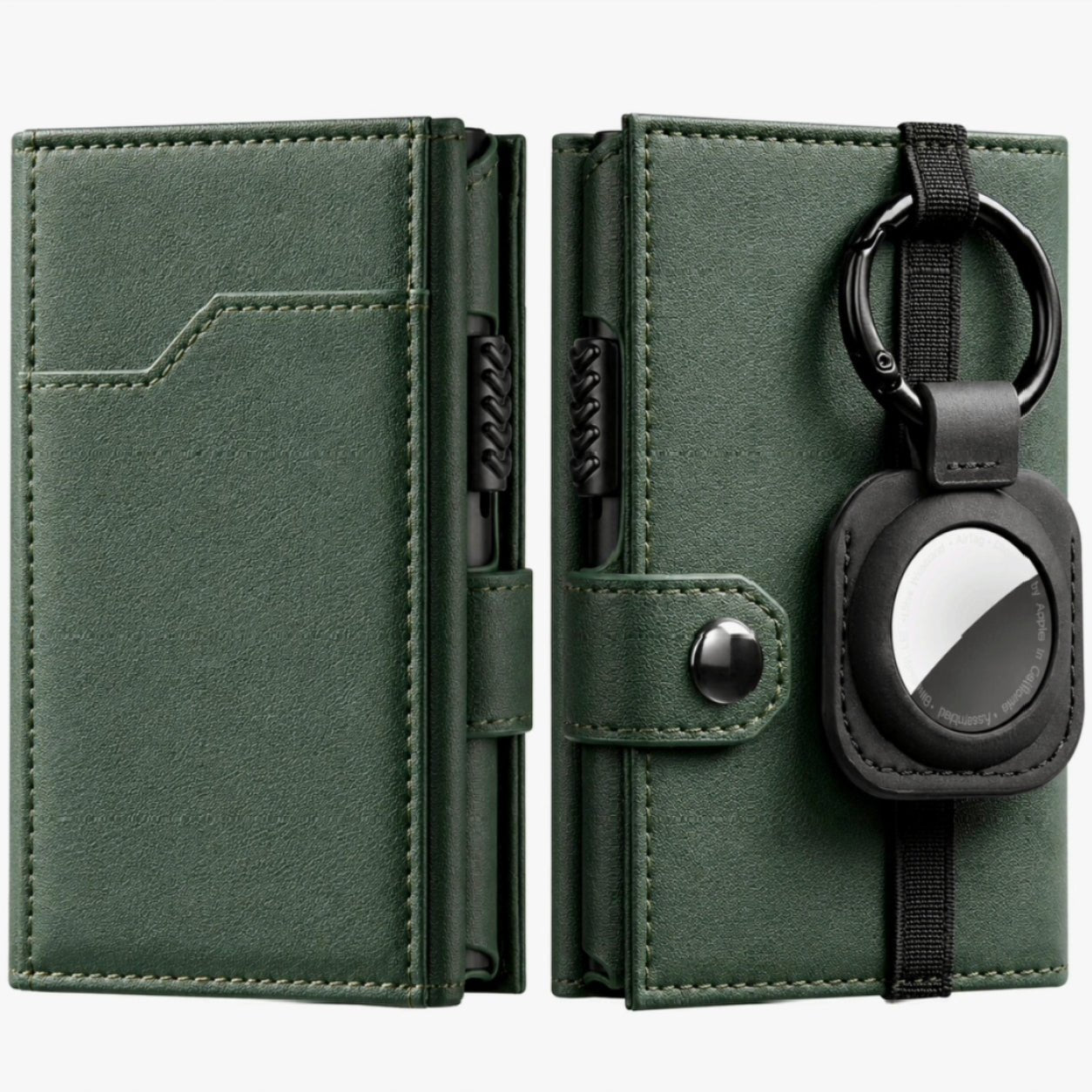 Pop-up Leather Wallet with AirTag Holder and RFID Blocking