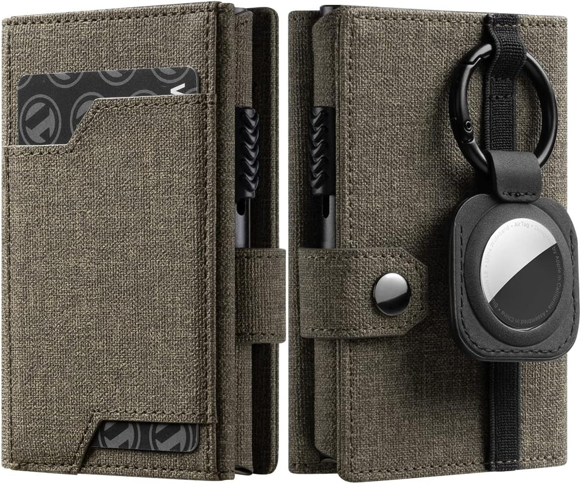 Pop-up Leather Wallet with AirTag Holder and RFID Blocking