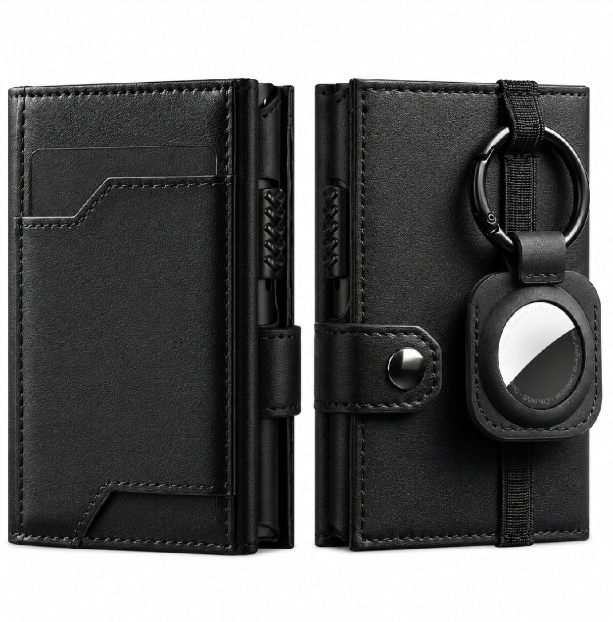Pop-up Leather Wallet with AirTag Holder and RFID Blocking