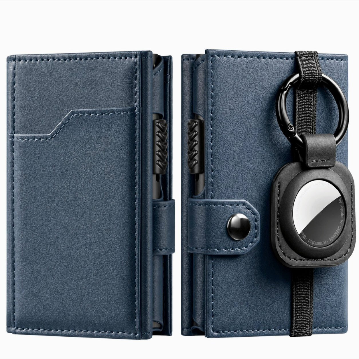 Pop-up Leather Wallet with AirTag Holder and RFID Blocking