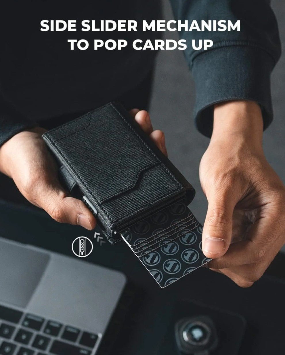 Pop-up Leather Wallet with AirTag Holder and RFID Blocking