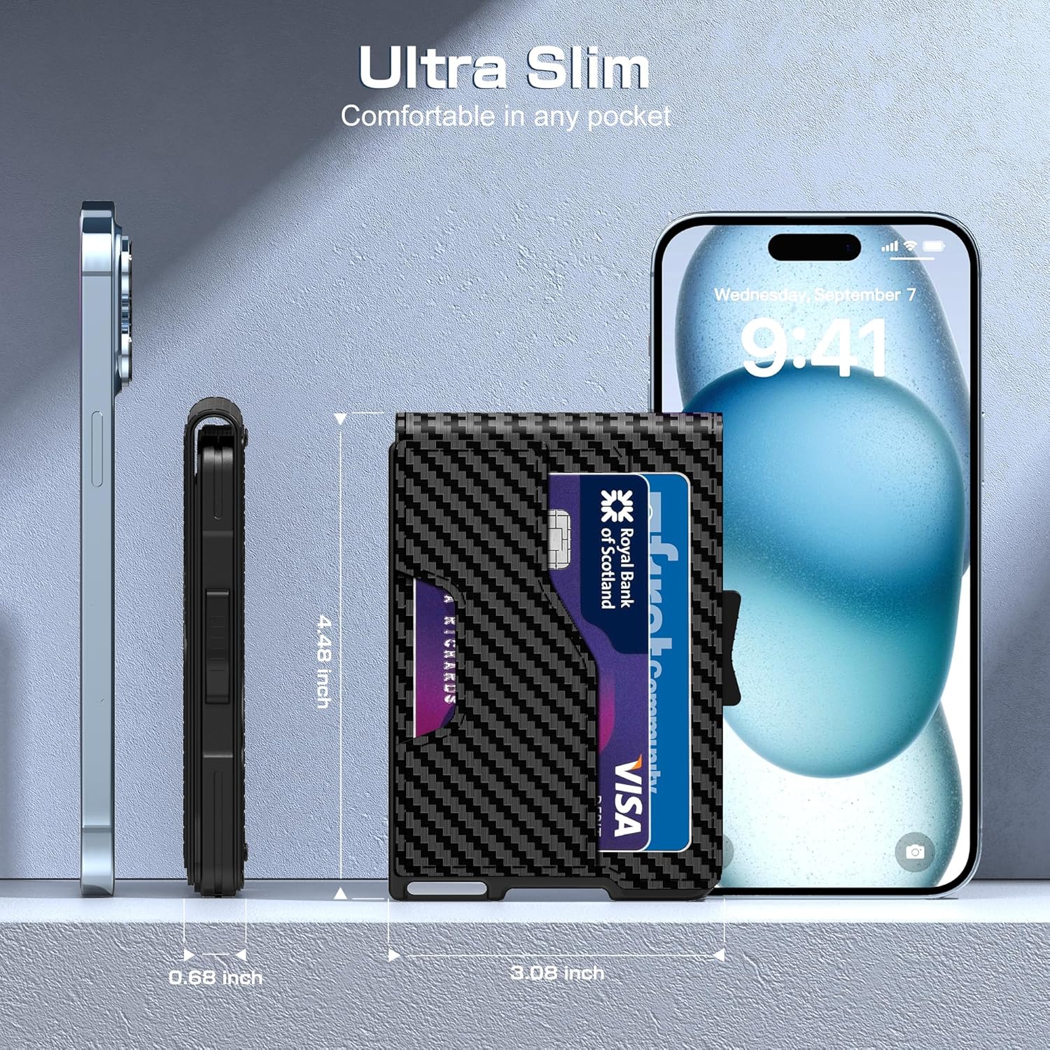 Pop - Up RFID Wallet for Men – Slim Carbon Fiber Design - Abbycart