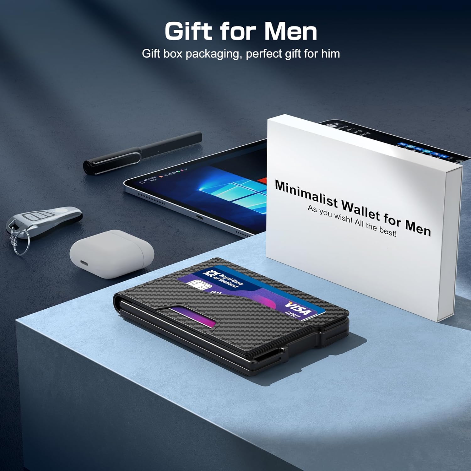 Pop - Up RFID Wallet for Men – Slim Carbon Fiber Design - Abbycart