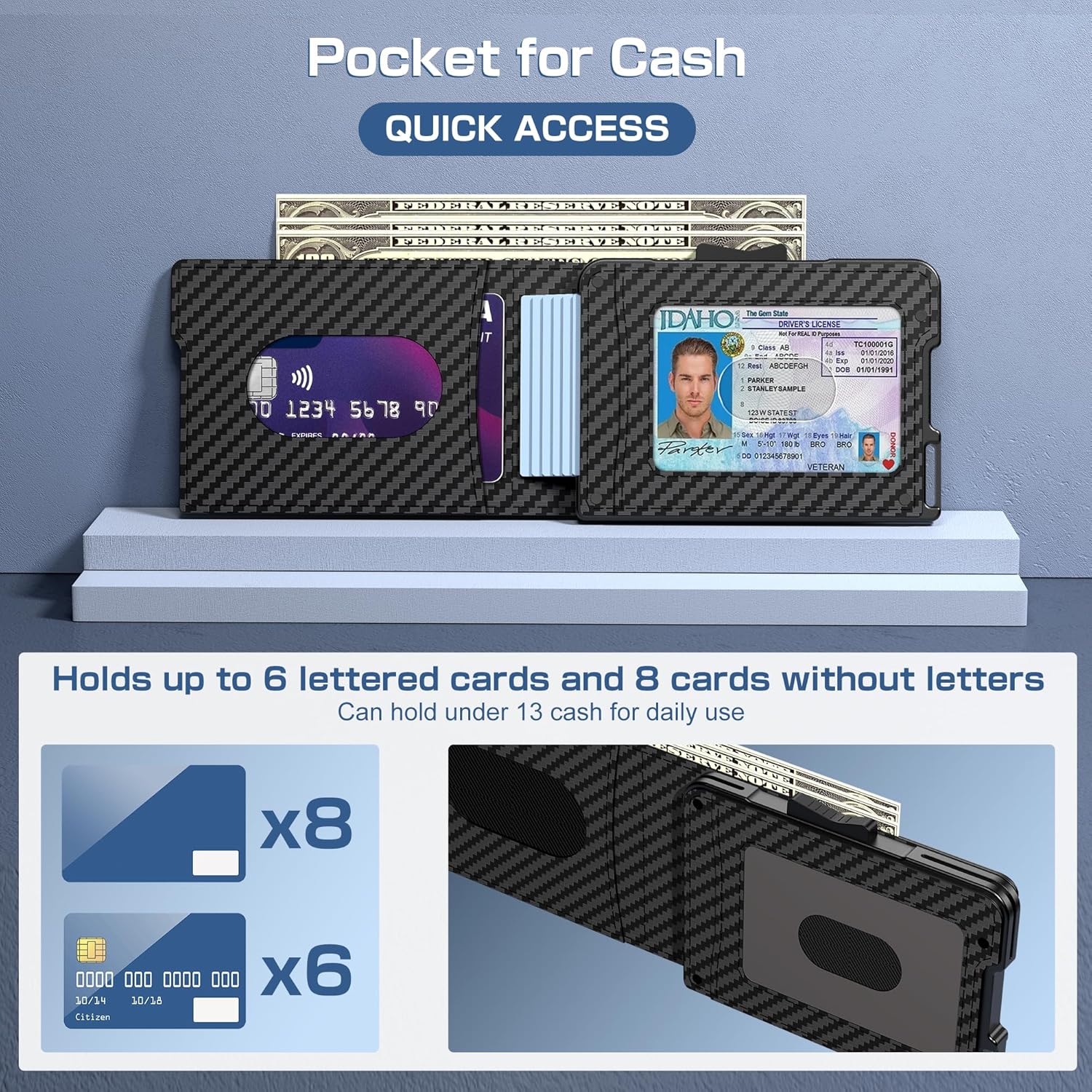 Pop - Up RFID Wallet for Men – Slim Carbon Fiber Design - Abbycart