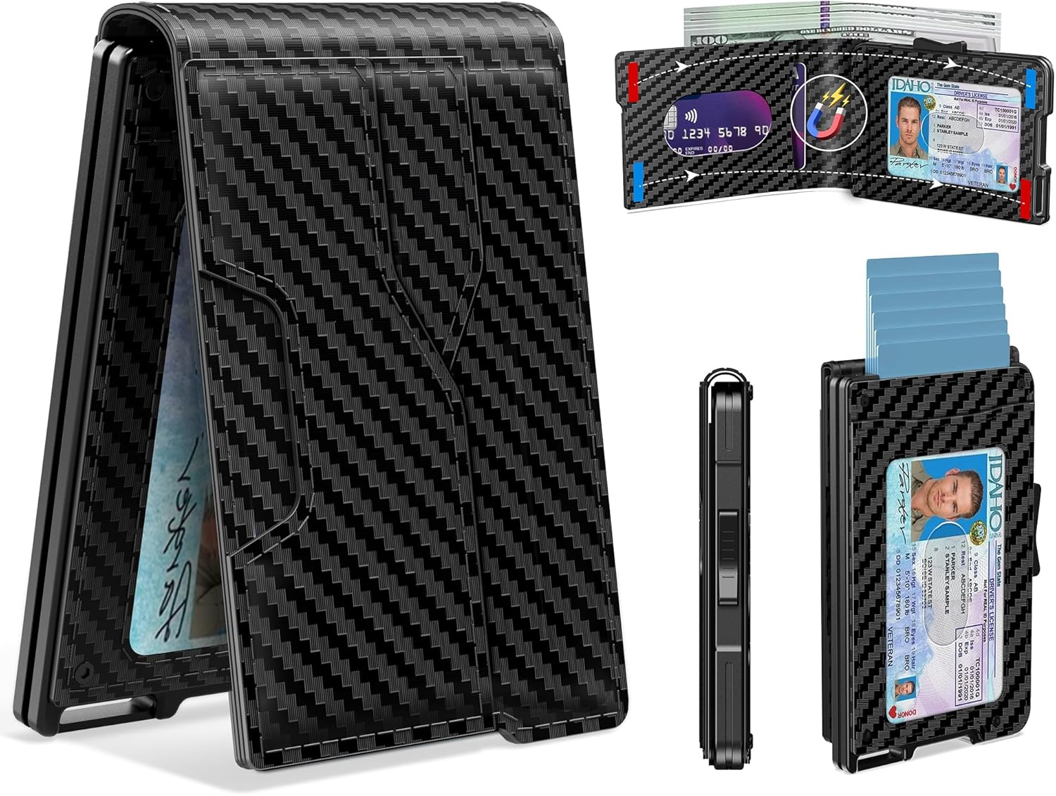 Pop - Up RFID Wallet for Men – Slim Carbon Fiber Design - Abbycart