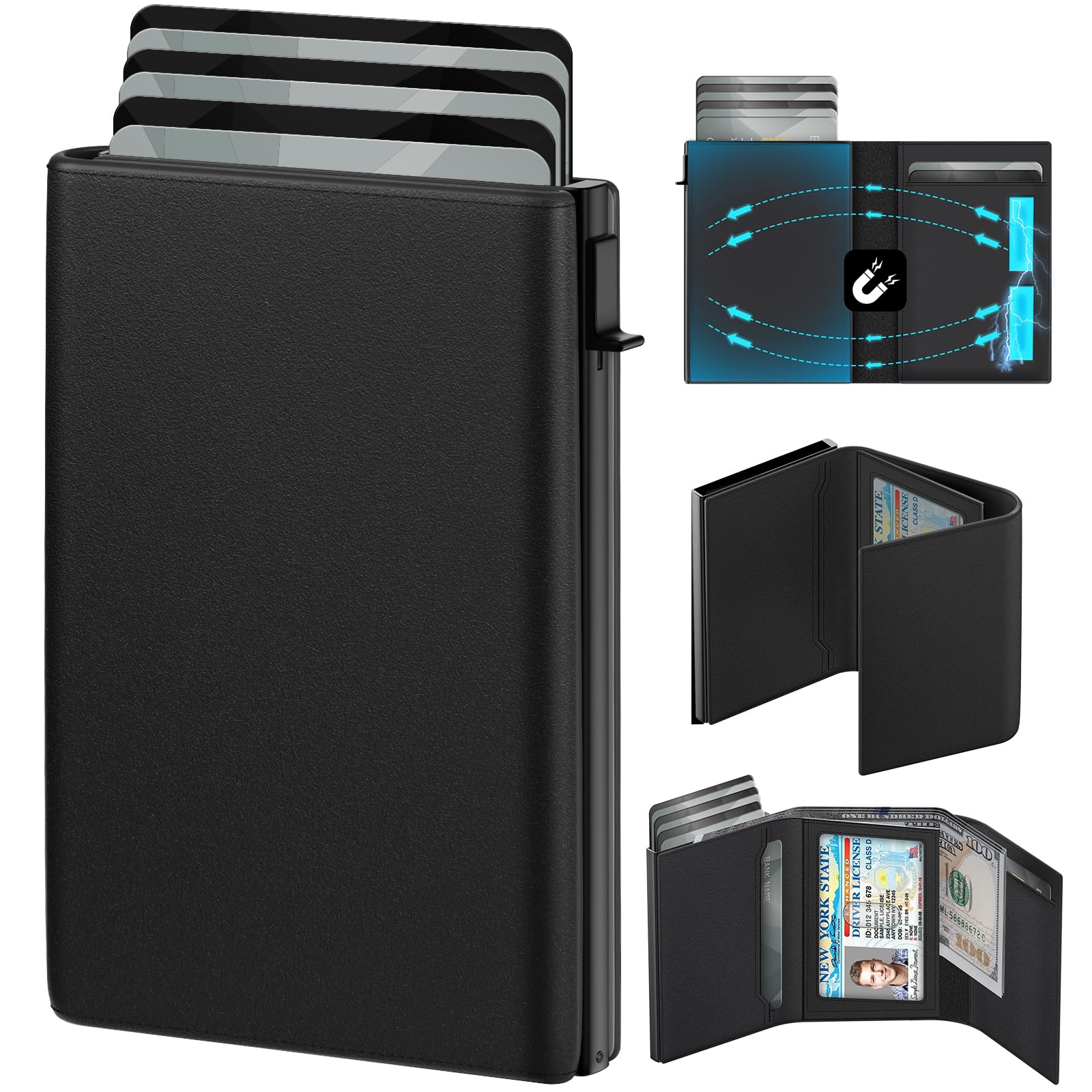 Pop - Up Slim RFID Wallet for Men with 10 - 14 Card Holder & Cash Slot - Abbycart