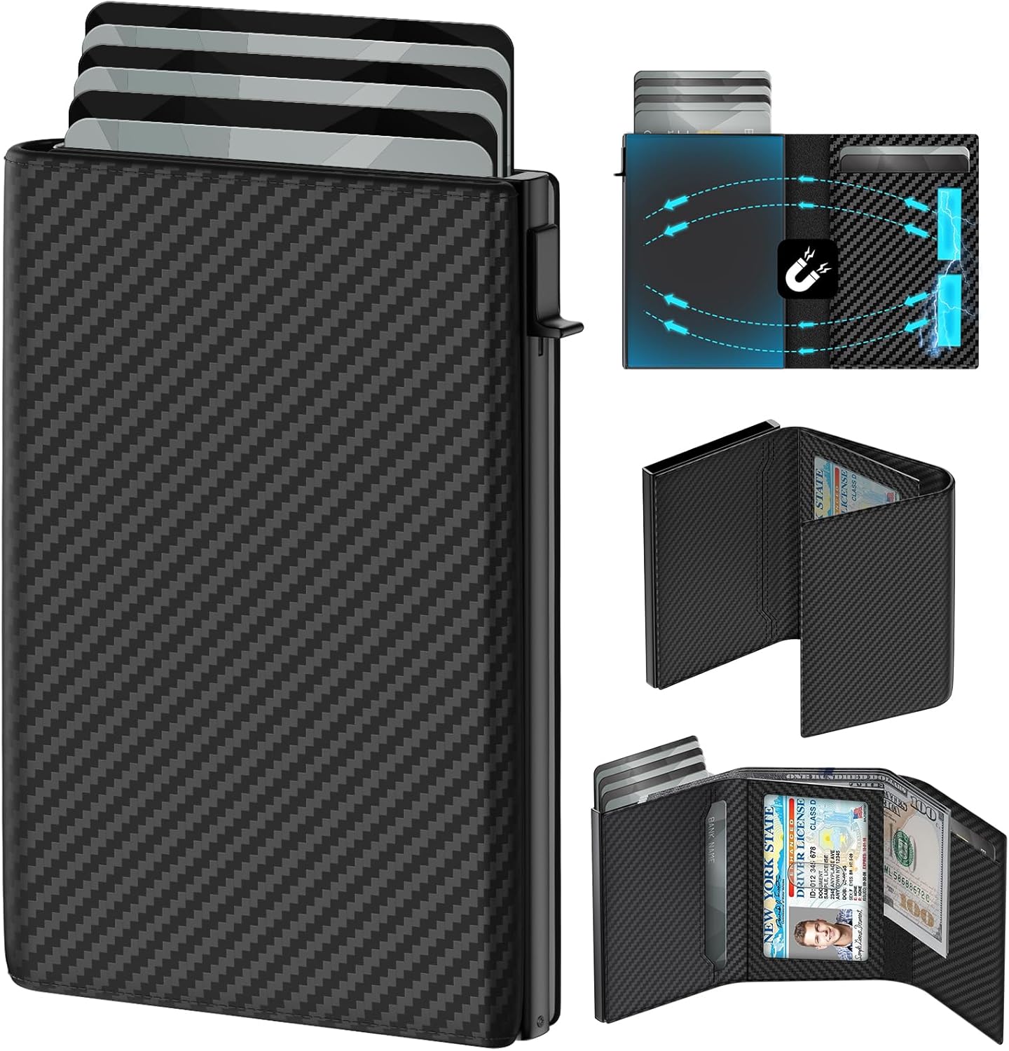 Pop - Up Slim RFID Wallet for Men with 10 - 14 Card Holder & Cash Slot - Abbycart