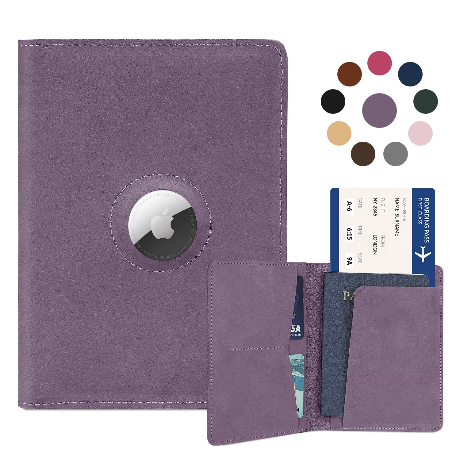 Real Leather AirTag Passport Holder – Handmade Travel Wallet for Men & Women - Abbycart