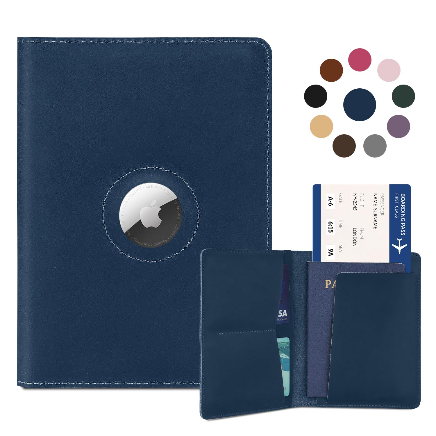Real Leather AirTag Passport Holder – Handmade Travel Wallet for Men & Women - Abbycart