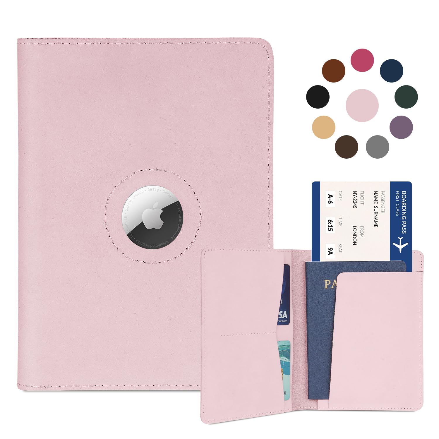 Real Leather AirTag Passport Holder – Handmade Travel Wallet for Men & Women - Abbycart