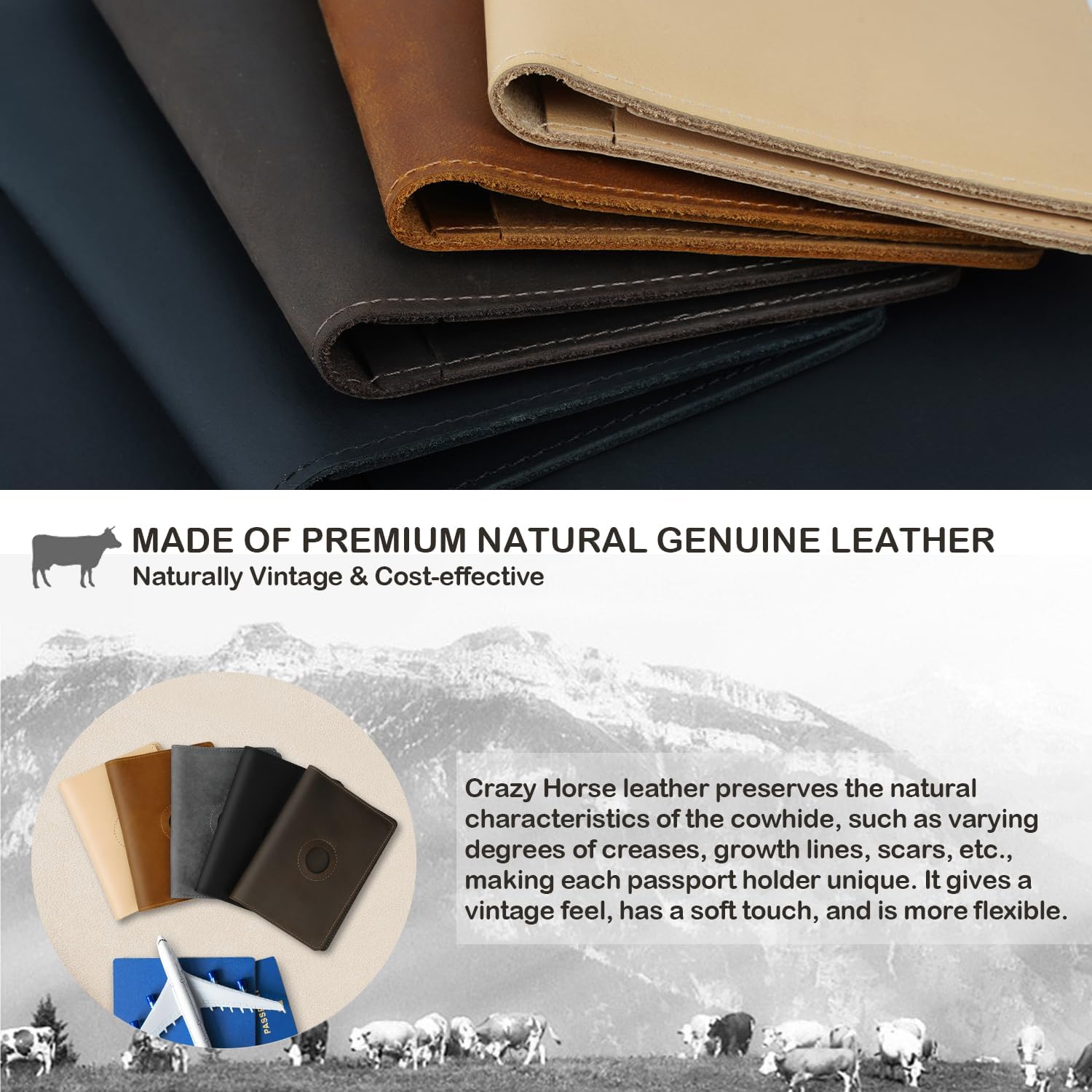 Real Leather AirTag Passport Holder – Handmade Travel Wallet for Men & Women - Abbycart