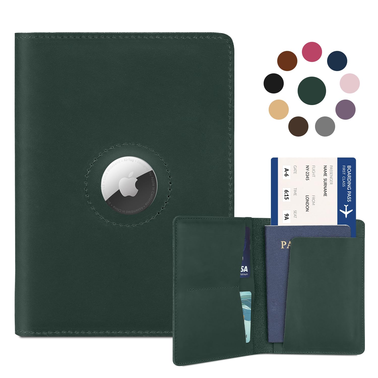 Real Leather AirTag Passport Holder – Handmade Travel Wallet for Men & Women - Abbycart
