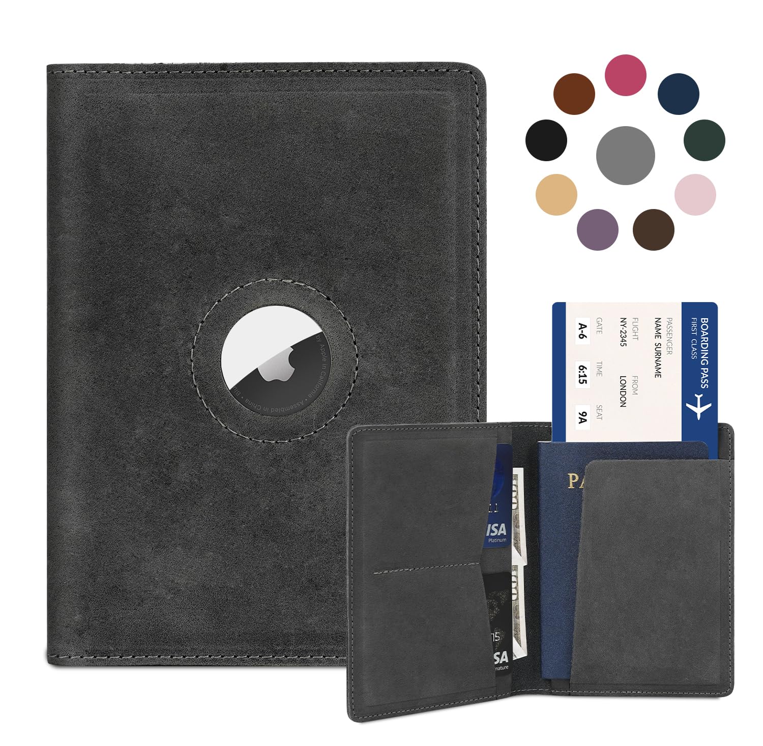 Real Leather AirTag Passport Holder – Handmade Travel Wallet for Men & Women - Abbycart