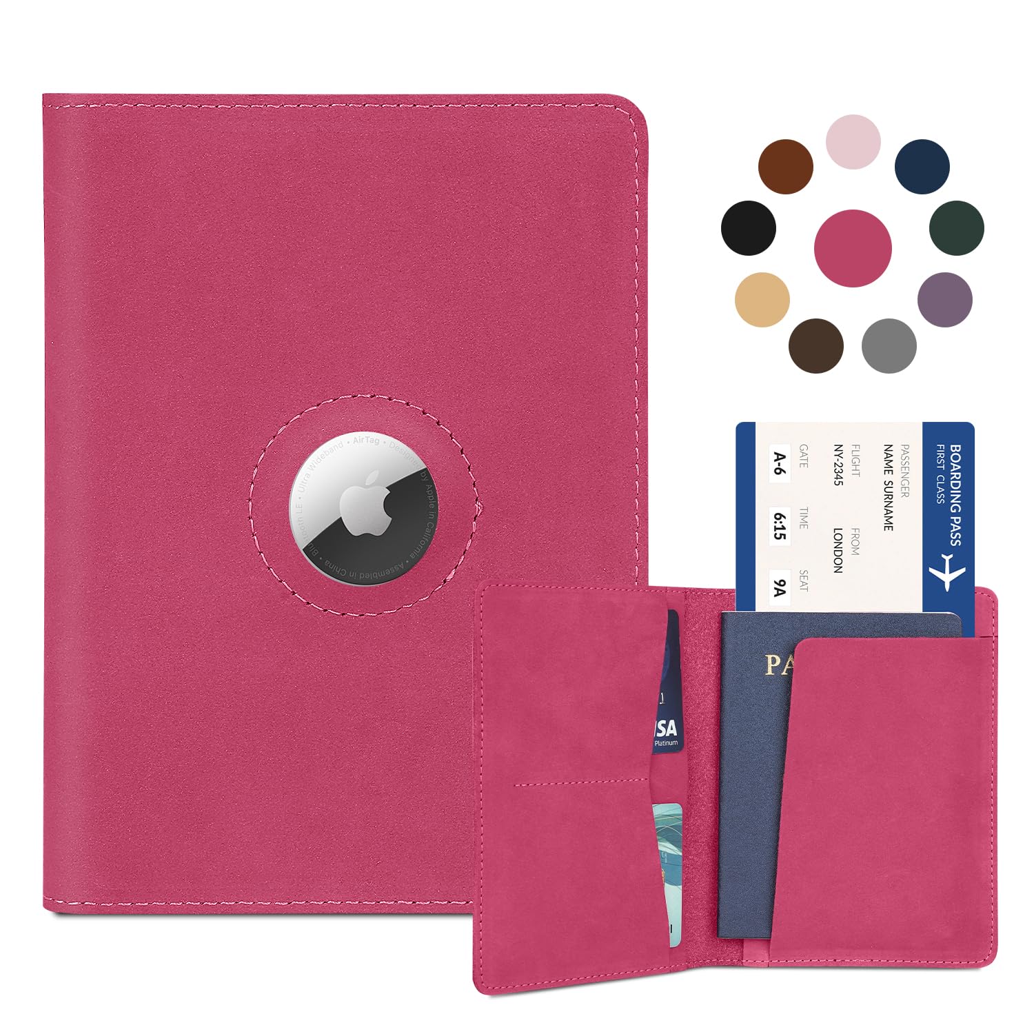 Real Leather AirTag Passport Holder – Handmade Travel Wallet for Men & Women - Abbycart