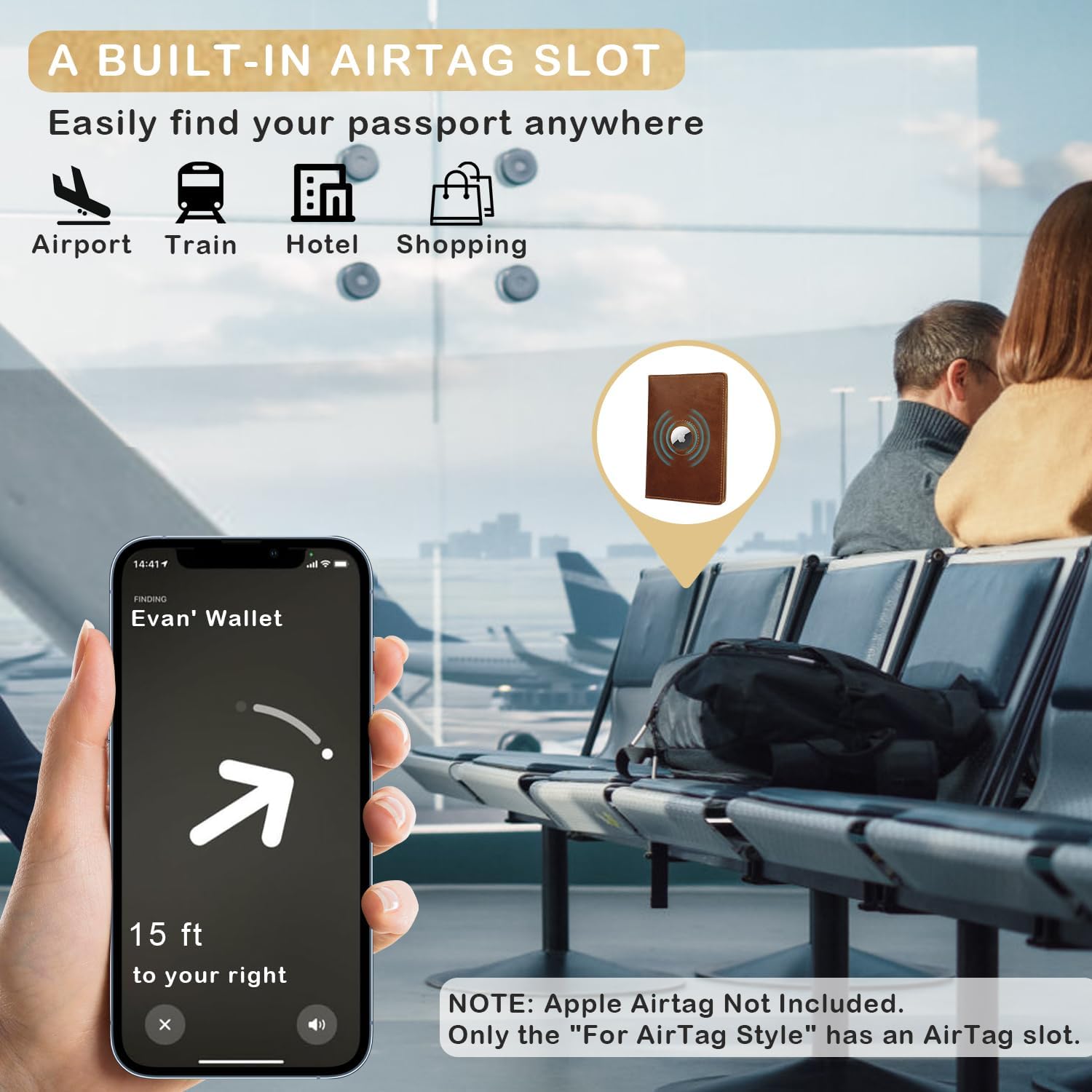 Real Leather AirTag Passport Holder – Handmade Travel Wallet for Men & Women - Abbycart