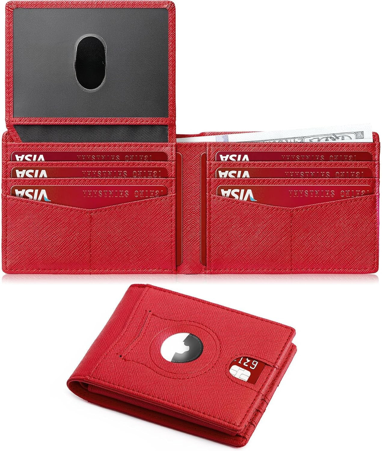 Slim AirTag Wallet for Men RFID Blocking Carbon Fiber Bifold