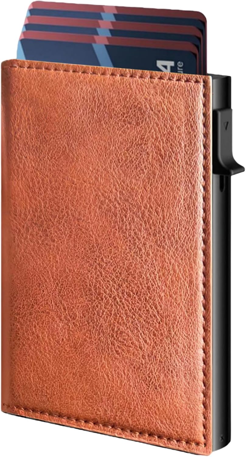 Smart Pop-Up Wallet for Men | RFID Slim Aluminum Holder, Holds 9–14 Cards with ID Window & Cash Slot, Minimalist Front Pocket Wallet