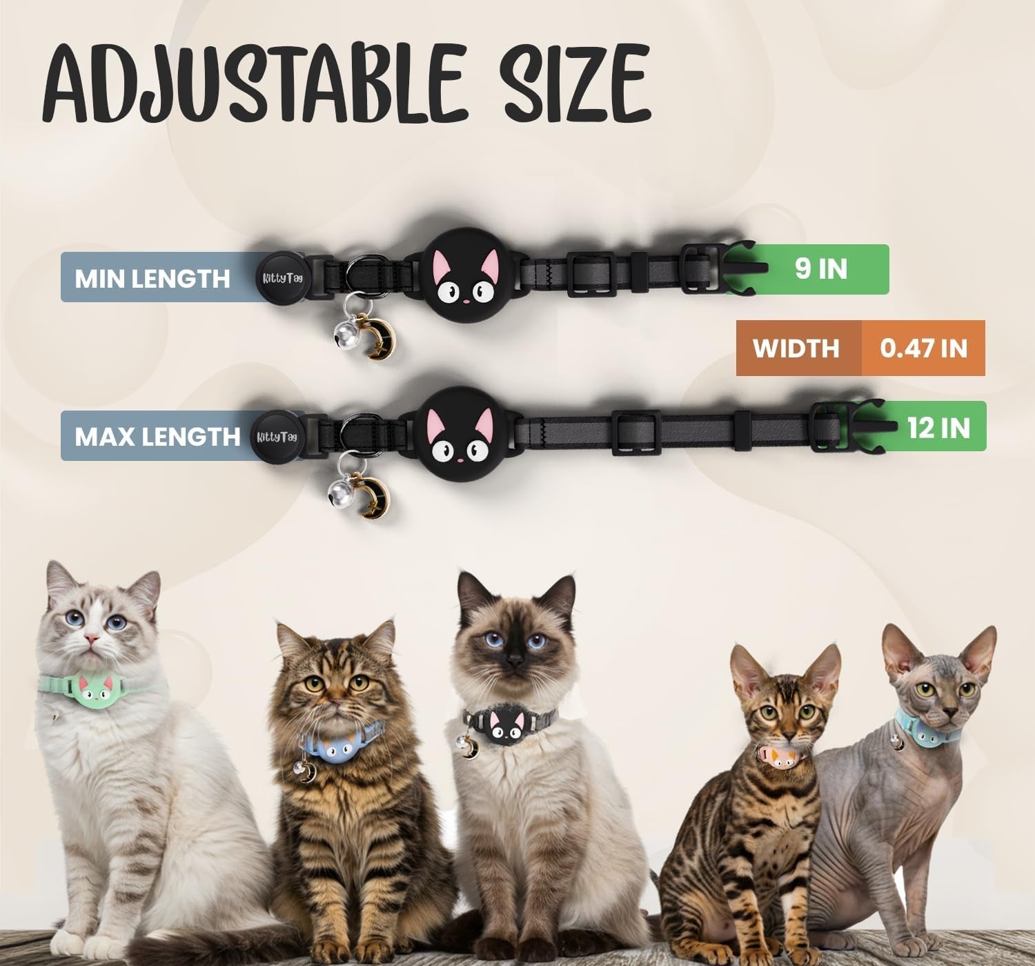 Reflective AirTag Cat Collar – GPS Tracker & Breakaway - Abbycart