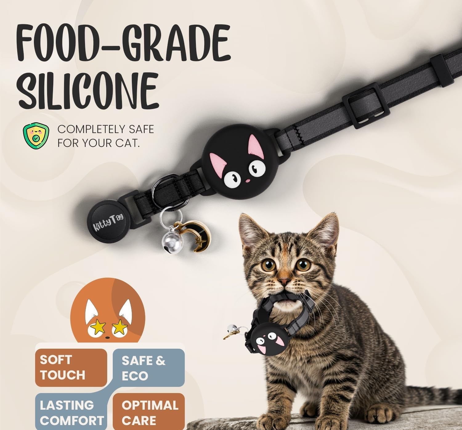 Reflective AirTag Cat Collar – GPS Tracker & Breakaway - Abbycart