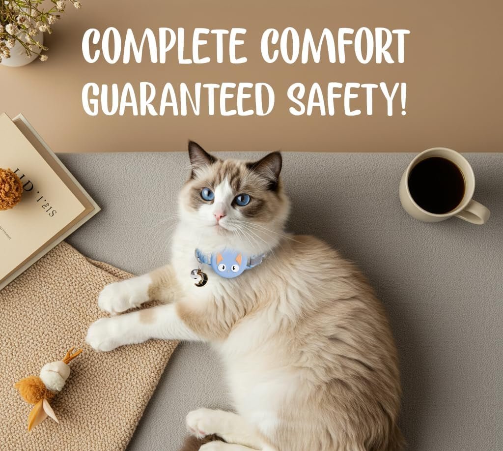 Reflective AirTag Cat Collar – GPS Tracker & Breakaway - Abbycart