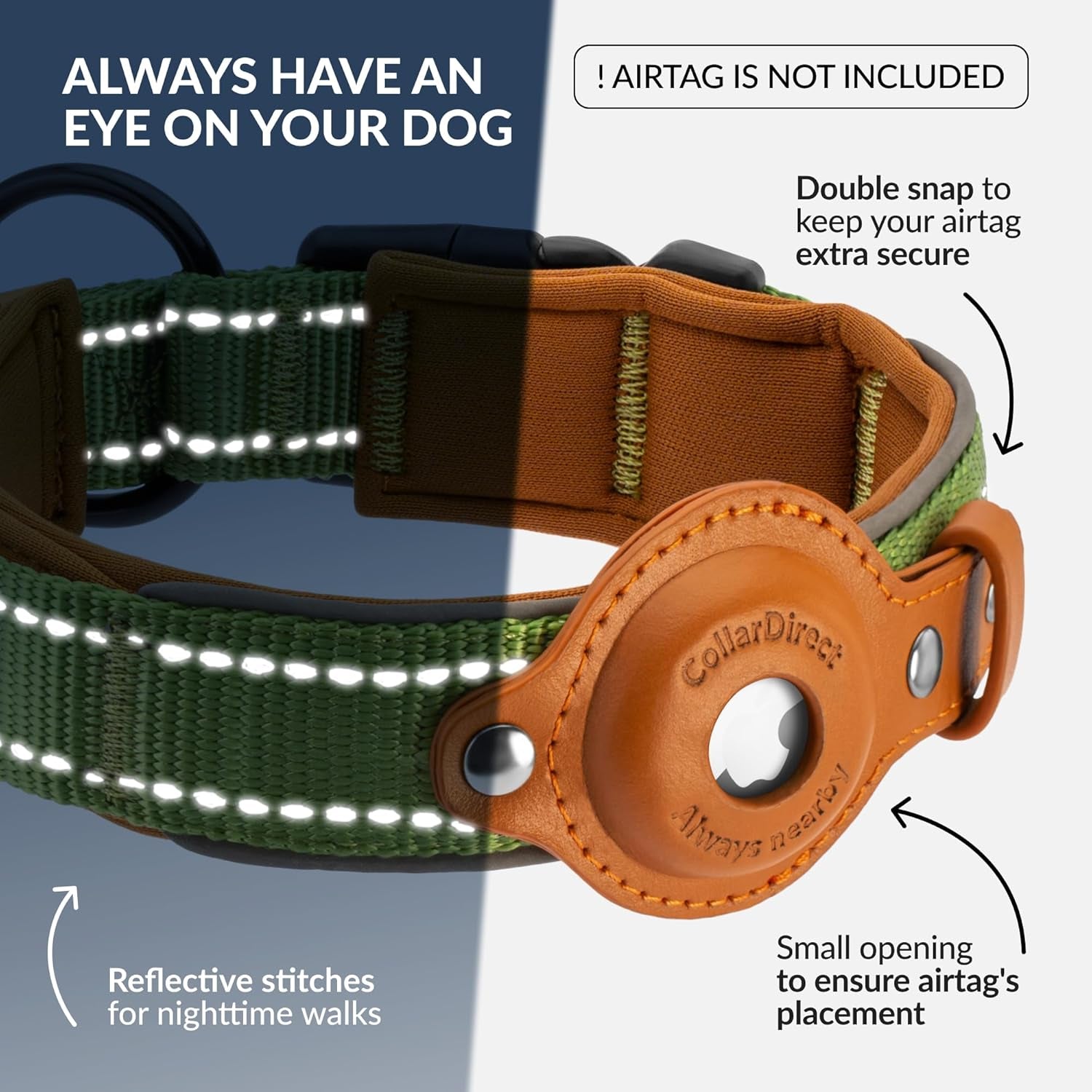 Reflective Airtag Dog Collar – Adjustable, Durable, and Comfortable for All Breeds - Abbycart
