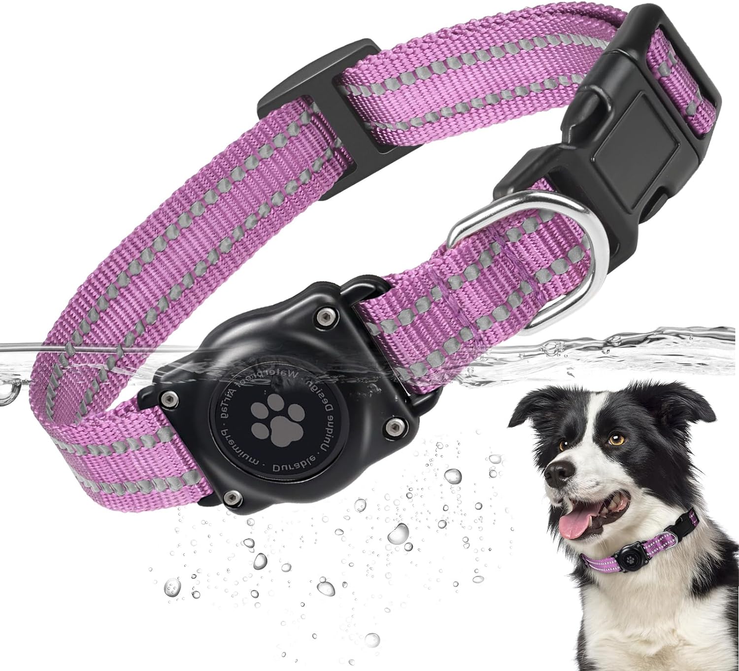 Reflective Waterproof AirTag Dog Collar - Adjustable GPS Tracker Collar for All Dog Sizes, Durable Nylon Safety Collar - Abbycart