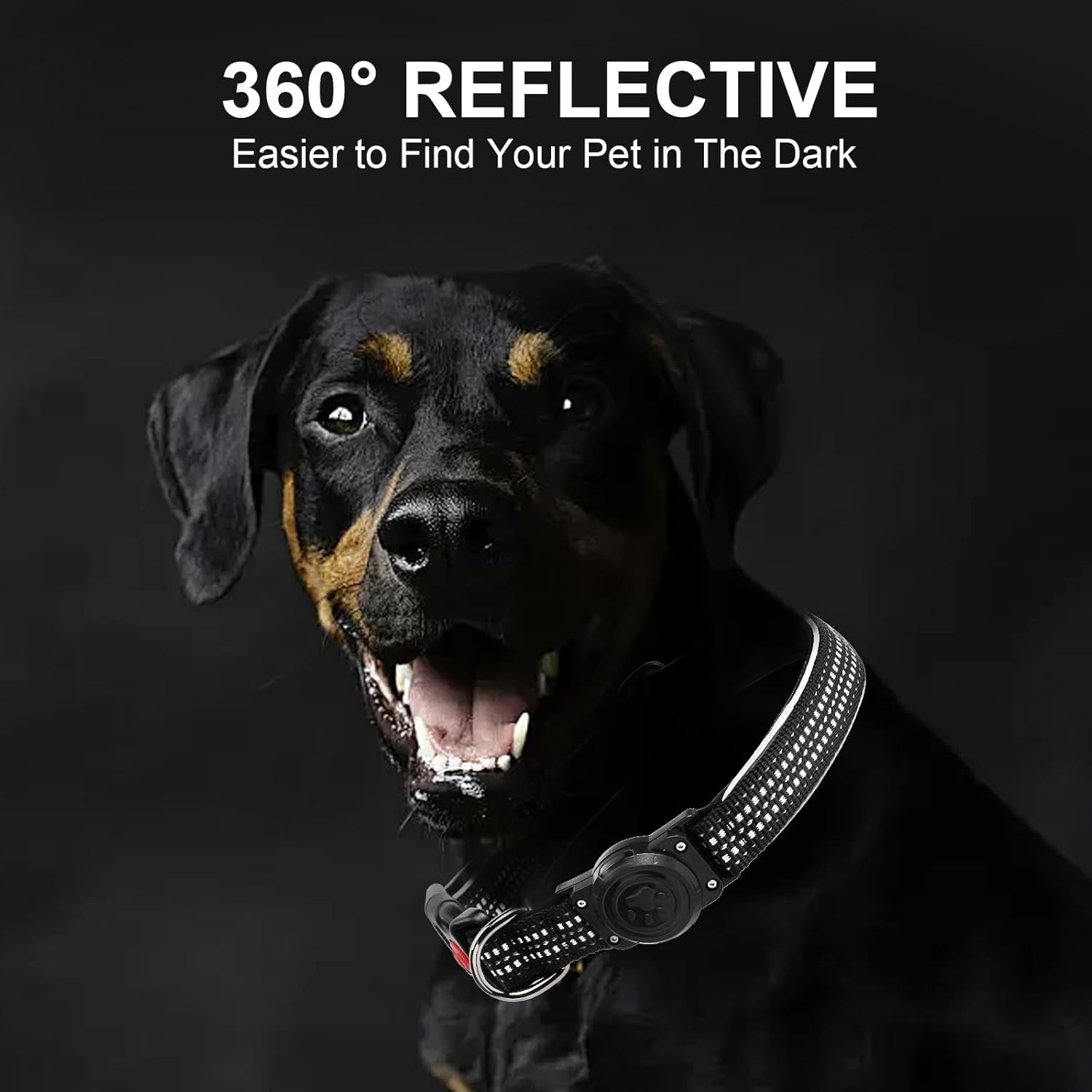 Reflective Waterproof Dog Collar with Airtag Holder – Durable & Secure for Large Active Dogs - Abbycart