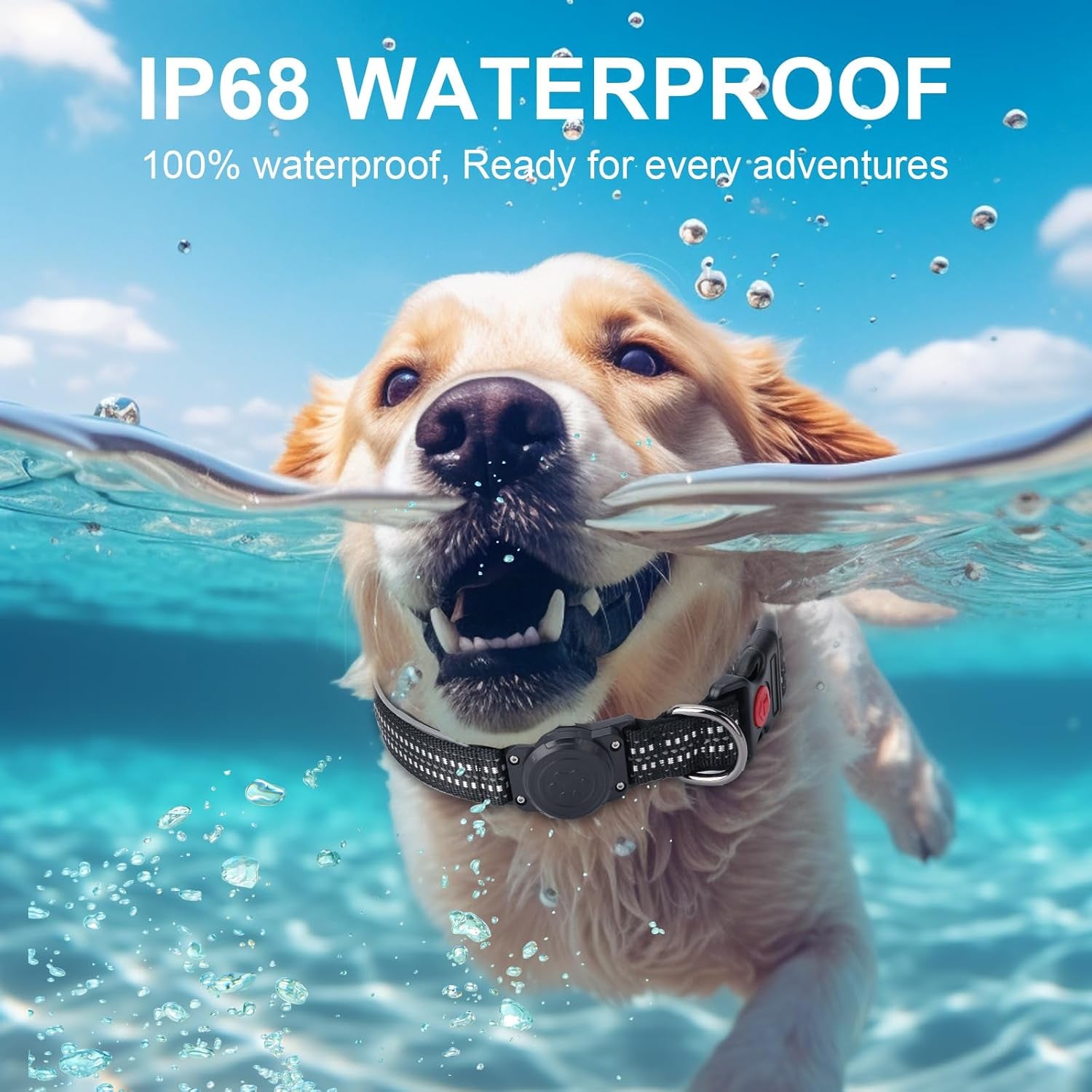 Reflective Waterproof Dog Collar with Airtag Holder – Durable & Secure for Large Active Dogs - Abbycart