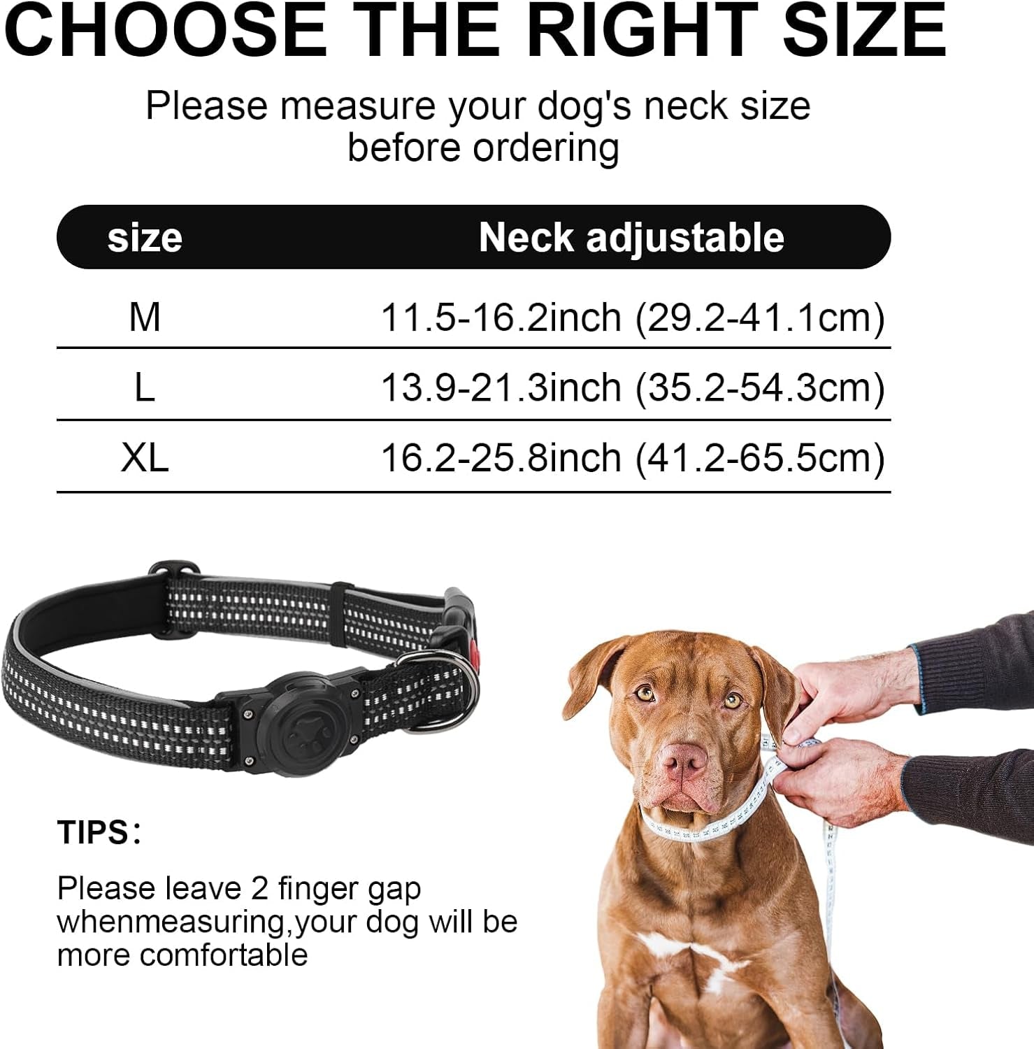 Reflective Waterproof Dog Collar with Airtag Holder – Durable & Secure for Large Active Dogs - Abbycart