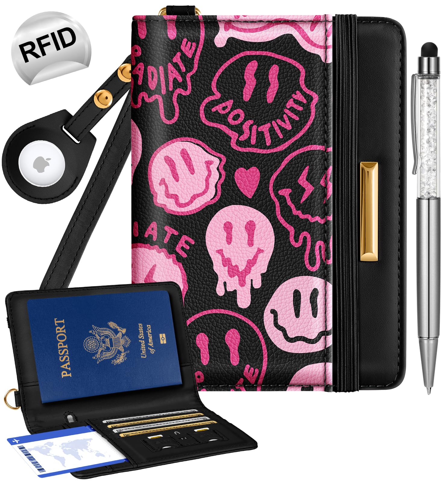 RFID AirTag Passport Holder Wallet for Women Travel - Abbycart