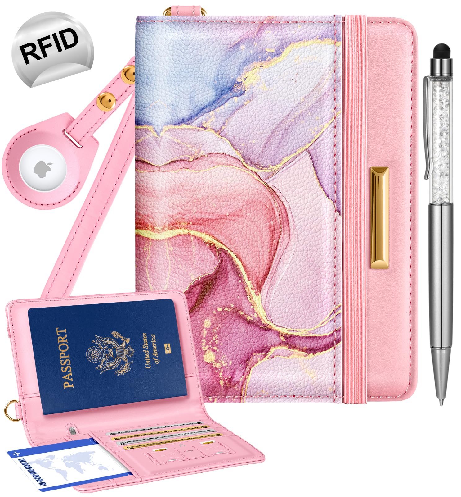 RFID AirTag Passport Holder Wallet for Women Travel - Abbycart