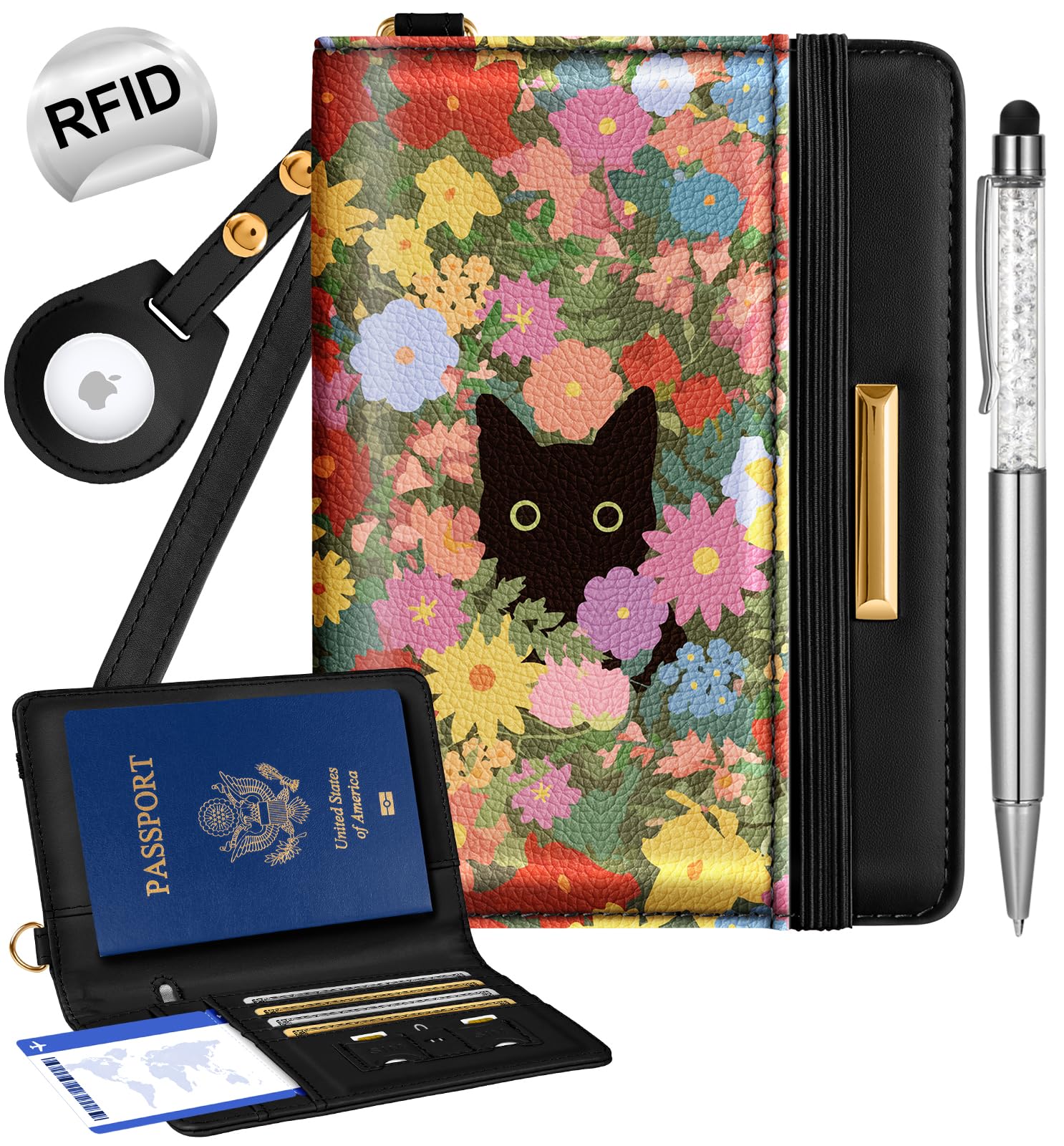 RFID AirTag Passport Holder Wallet for Women Travel - Abbycart